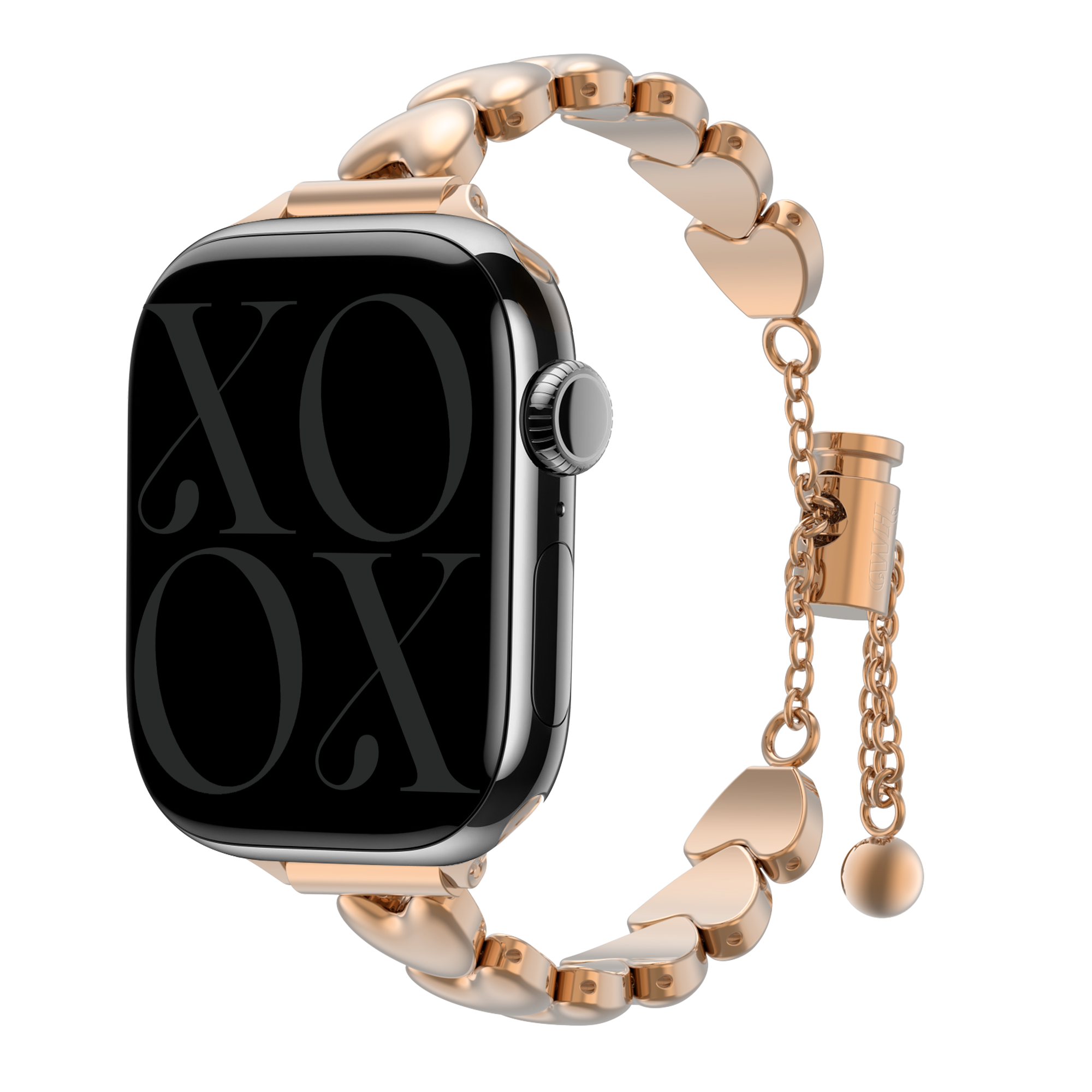 xoxo Wildhearts Bracelet acier 'hearts' Apple Watch (or rose)