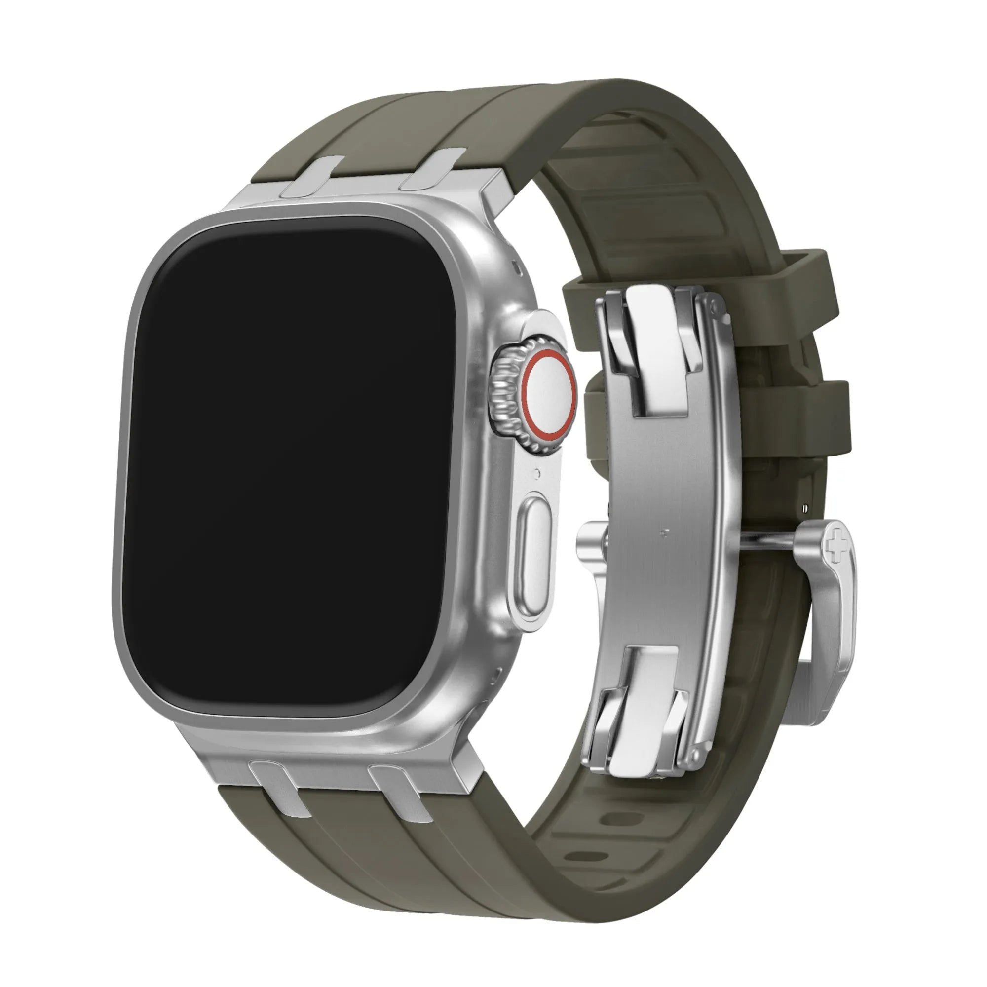 BALR. Bracelet silicone Apple Watch Ultra Liquid (marron/argent)