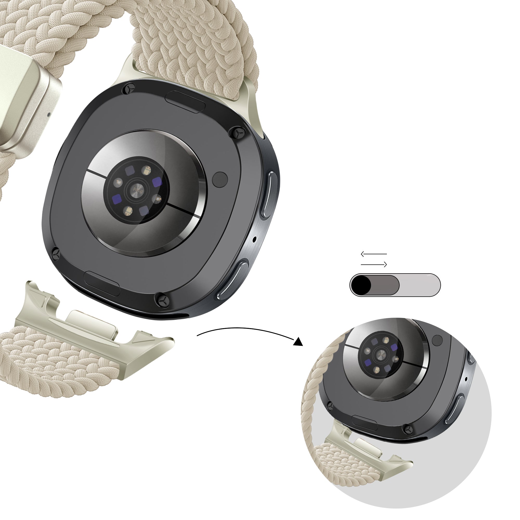 Bandz Bracelet tressé magnétique Samsung Galaxy Watch 9 - 40mm (lumière stellaire)