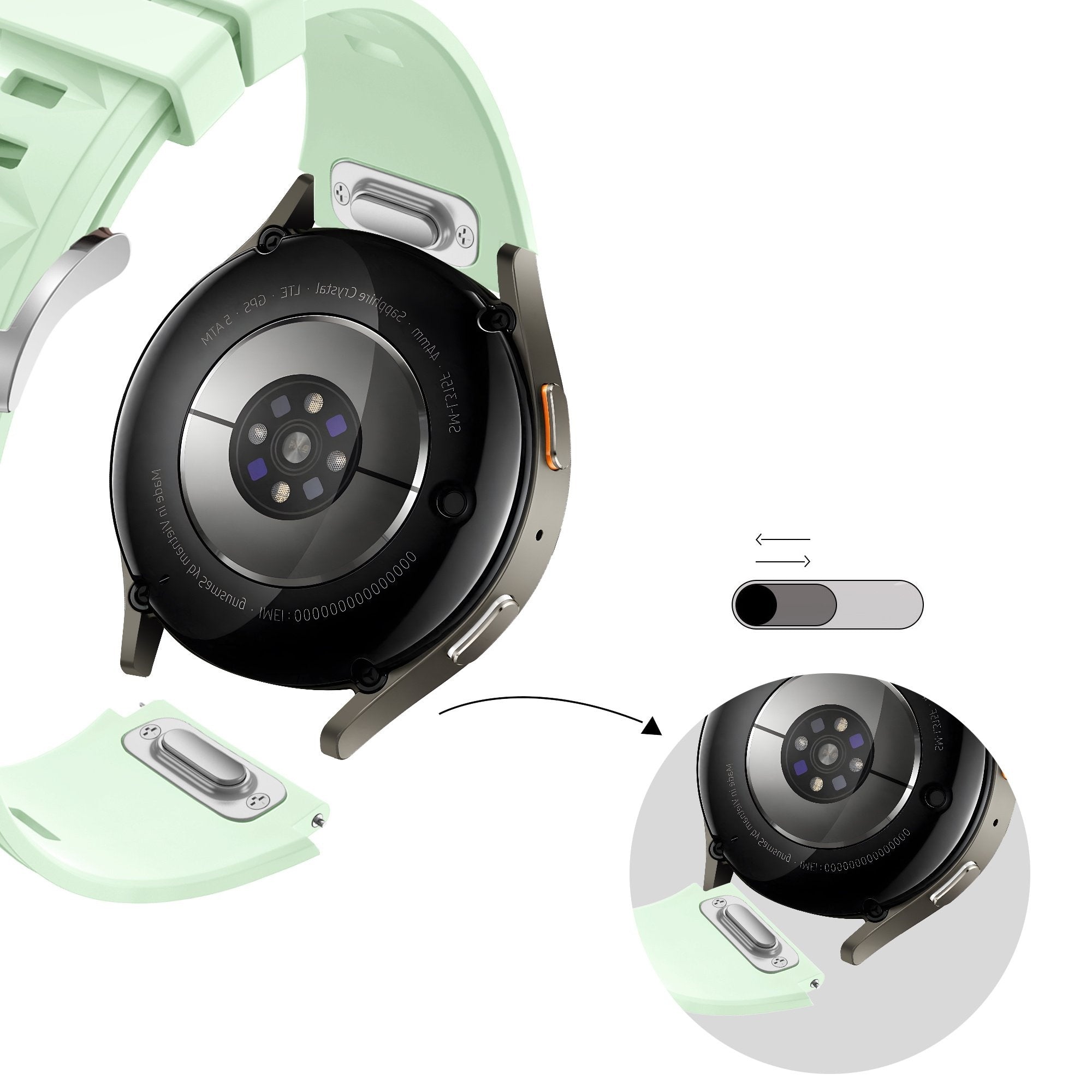 Bandz Bracelet silicone 'Easy Fit' Huawei Watch 5 - 42mm (vert clair)