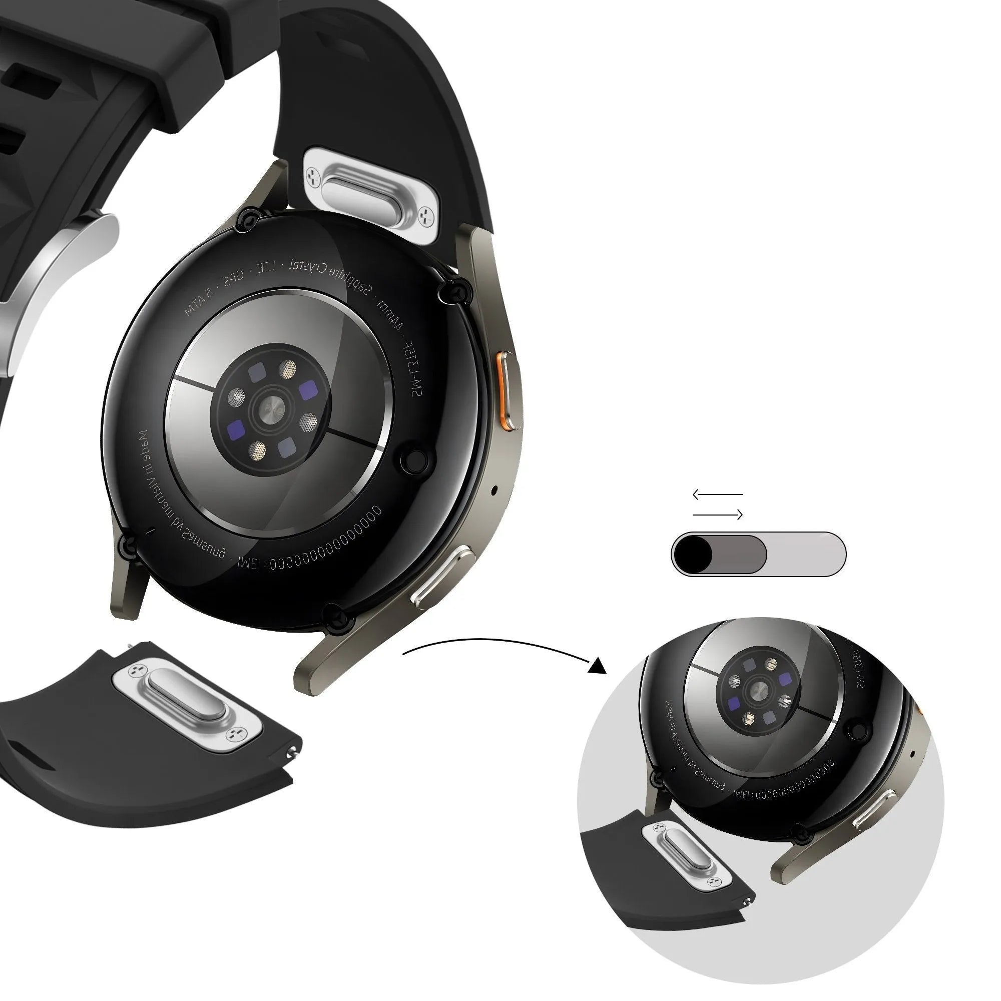 Bandz Bracelet silicone 'Easy Fit' OnePlus Watch 3 - 43mm (noir)