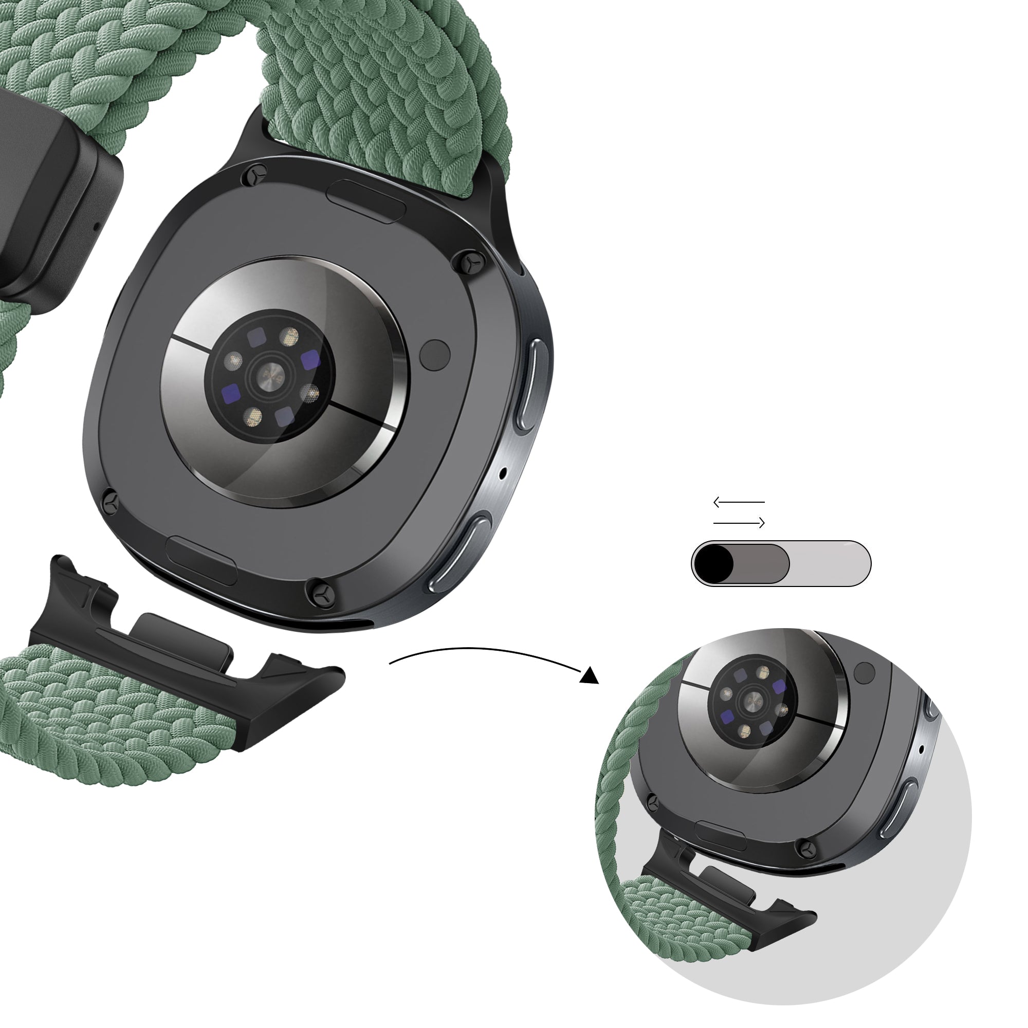 Bandz Bracelet tissé magnétique Samsung Galaxy Watch 8 Classic (vert sapin)