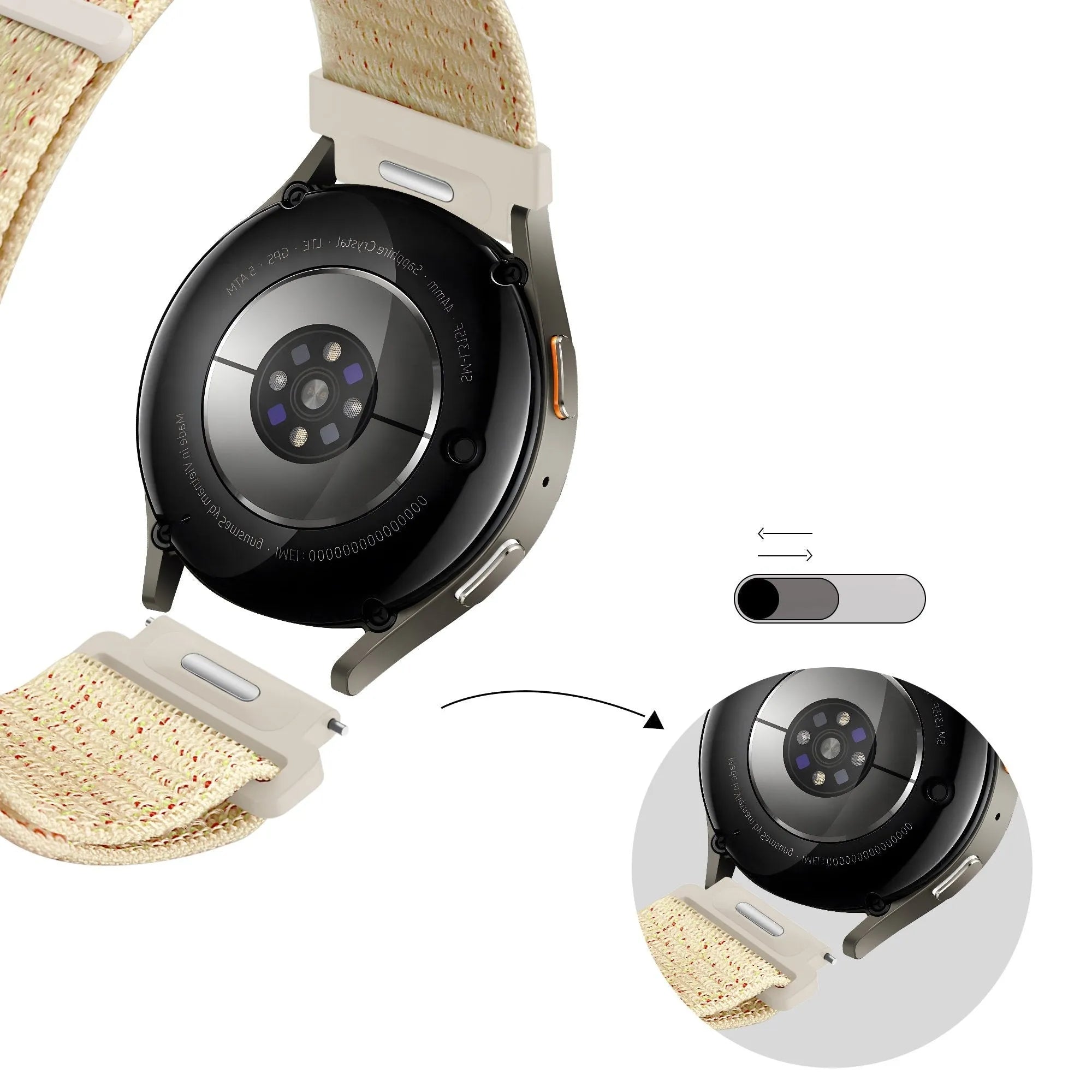 Bandz Bracelet nylon 'Easy Fit' Levowatch Edgy (beige coloré)