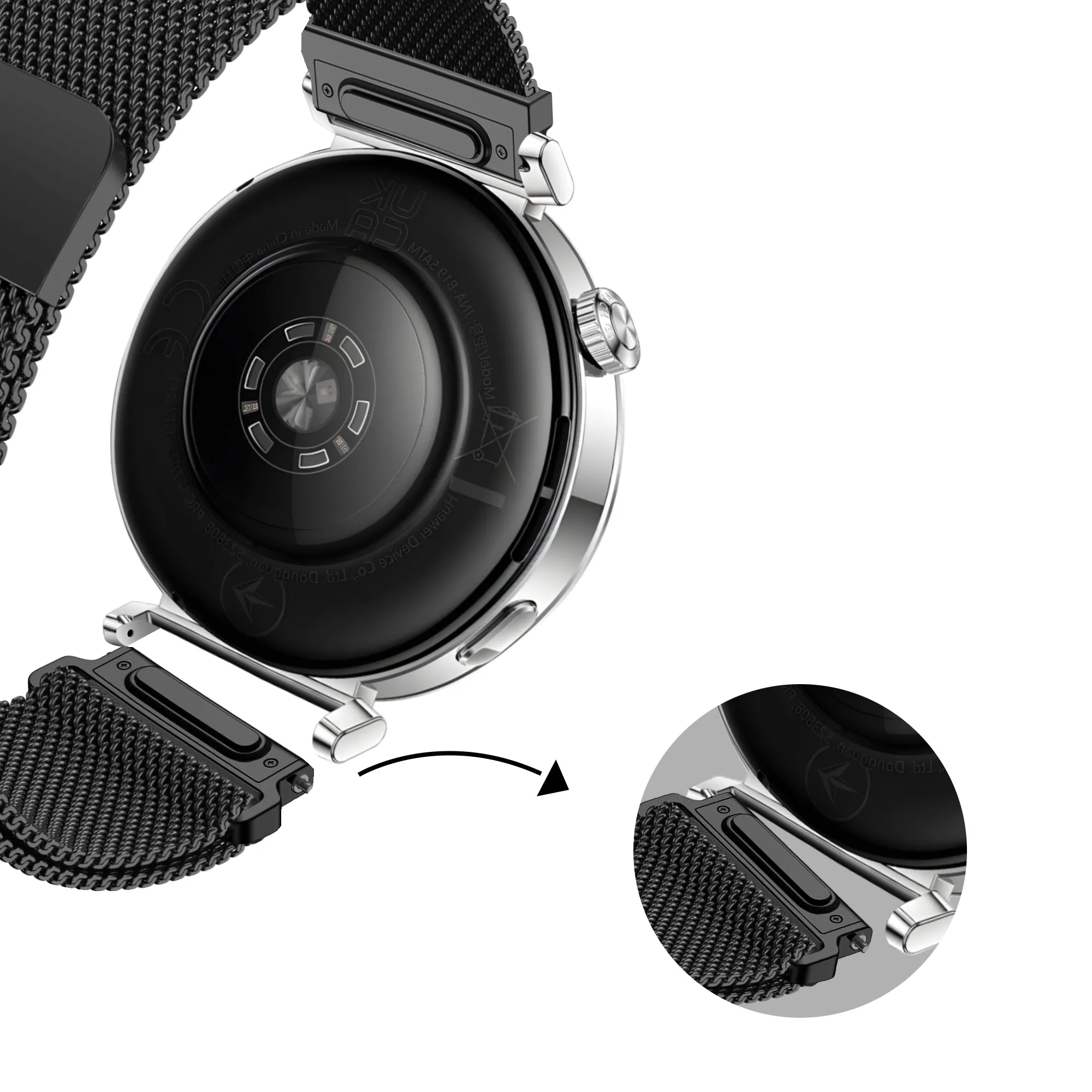 Bandz Bracelet milanais 'Easy Fit' Huawei Watch GT 7 - 41mm (noir)