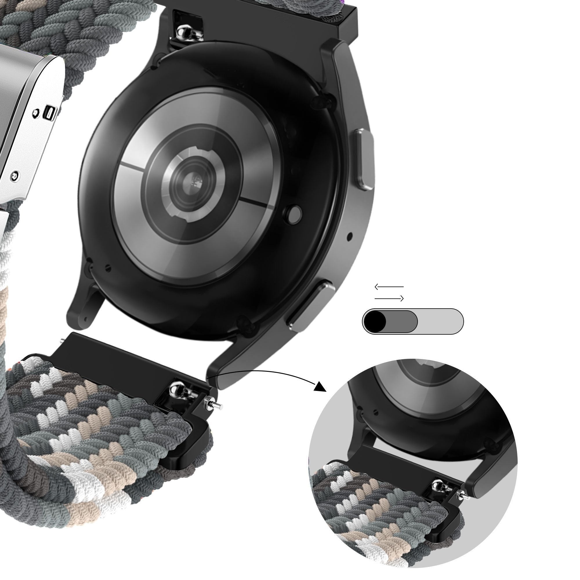 Bandz Bracelet nylon tressé Xiaomi Amazfit GTS (noir melange)
