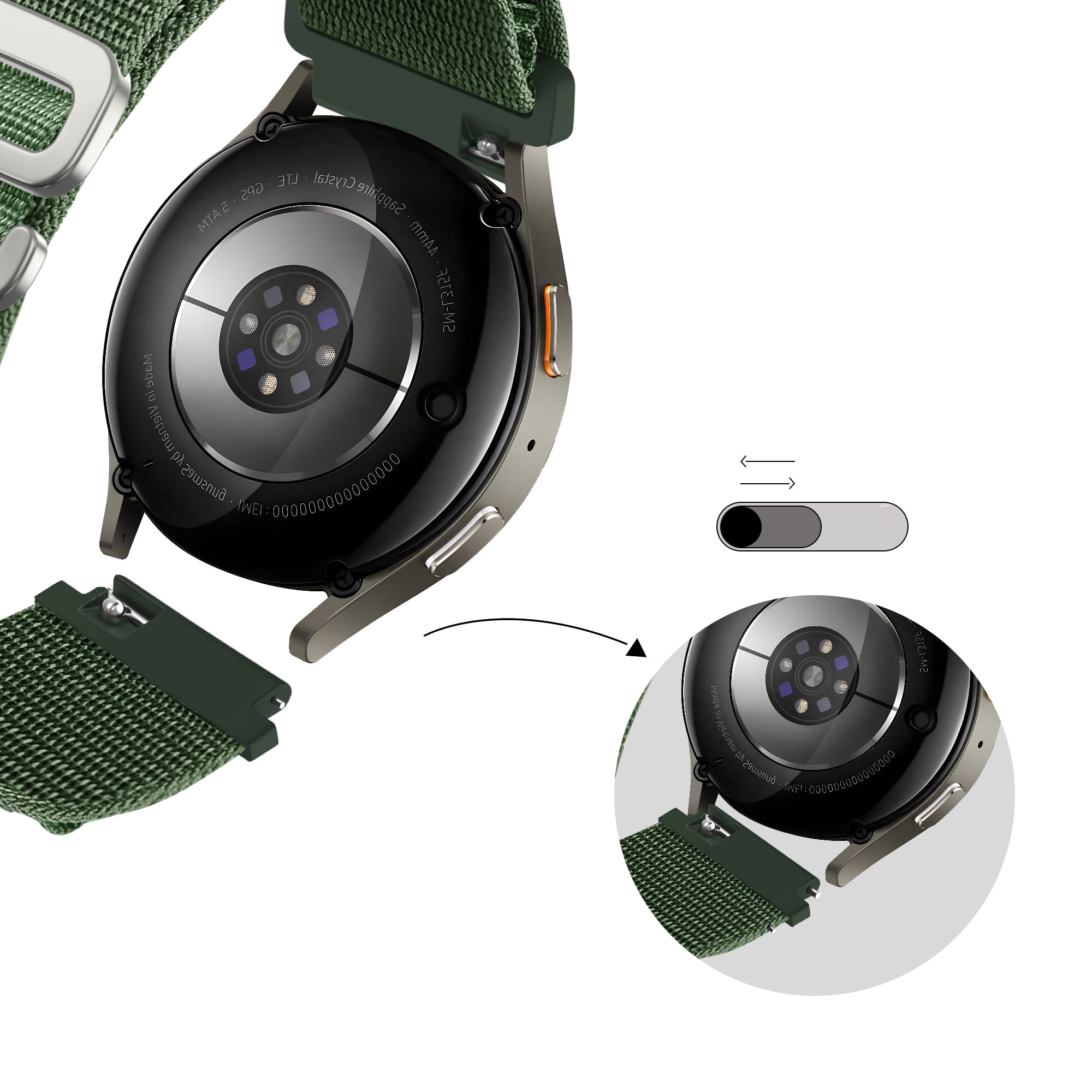Bandz Bracelet nylon Alpine Huawei Watch GT 5 Pro - 46mm (vert olive)