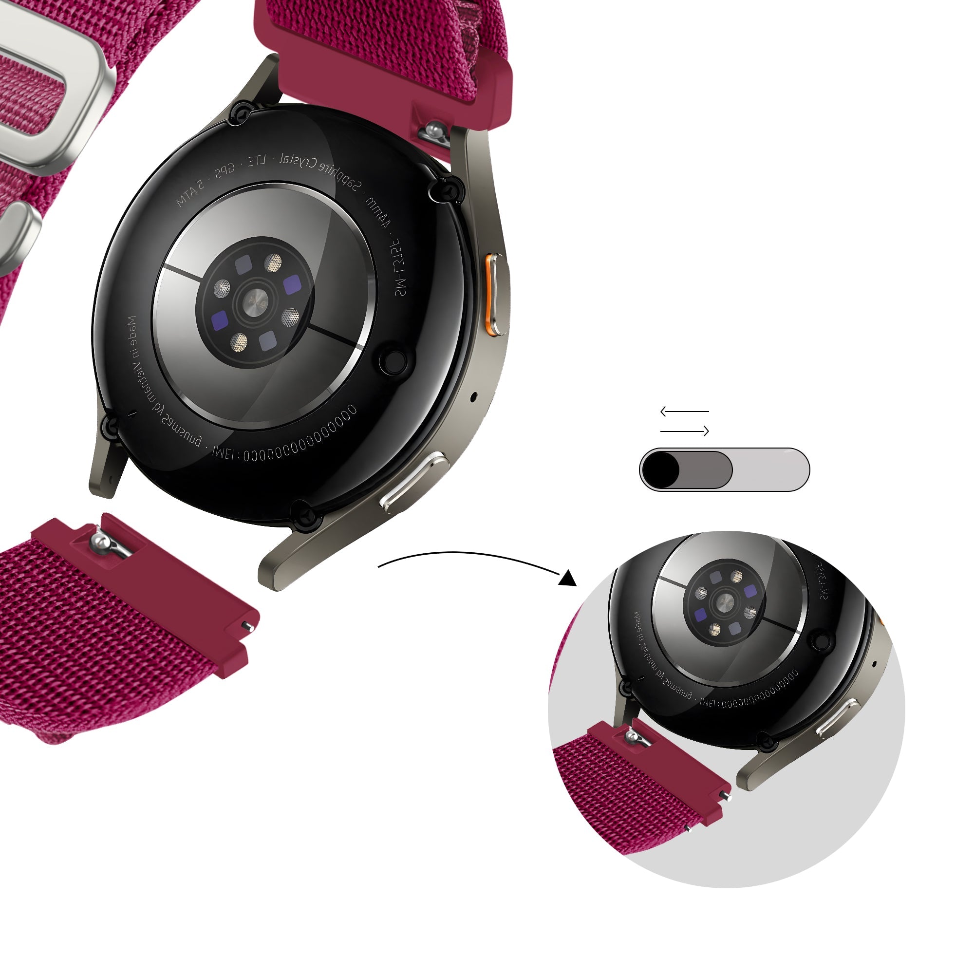 Bandz Bracelet nylon Alpine Samsung Galaxy Watch 6 Classic - 47mm (rose-rouge)