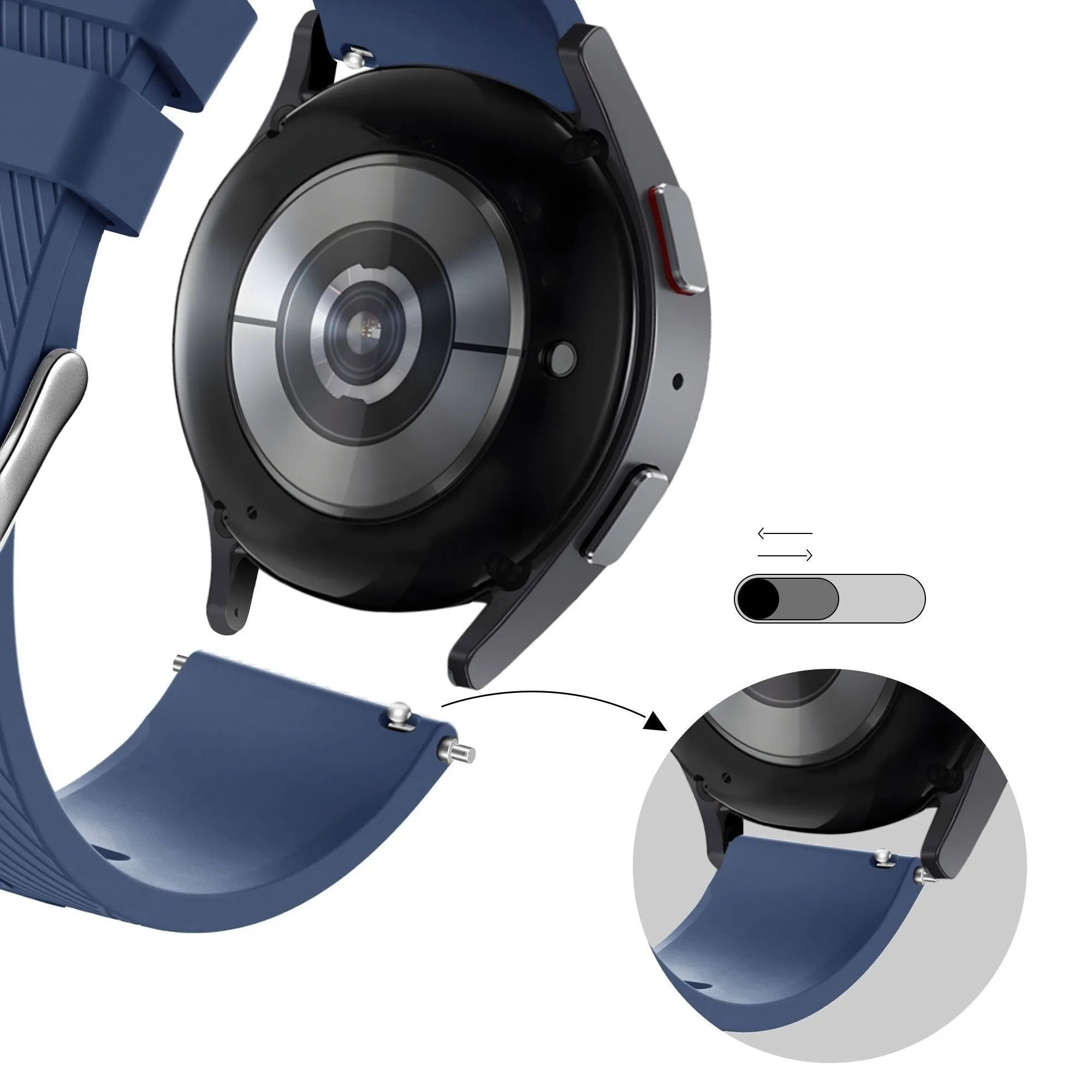 Bandz Pebble Round 2 - 20mm Silicone Strap 'Deluxe' (Dark Blue)