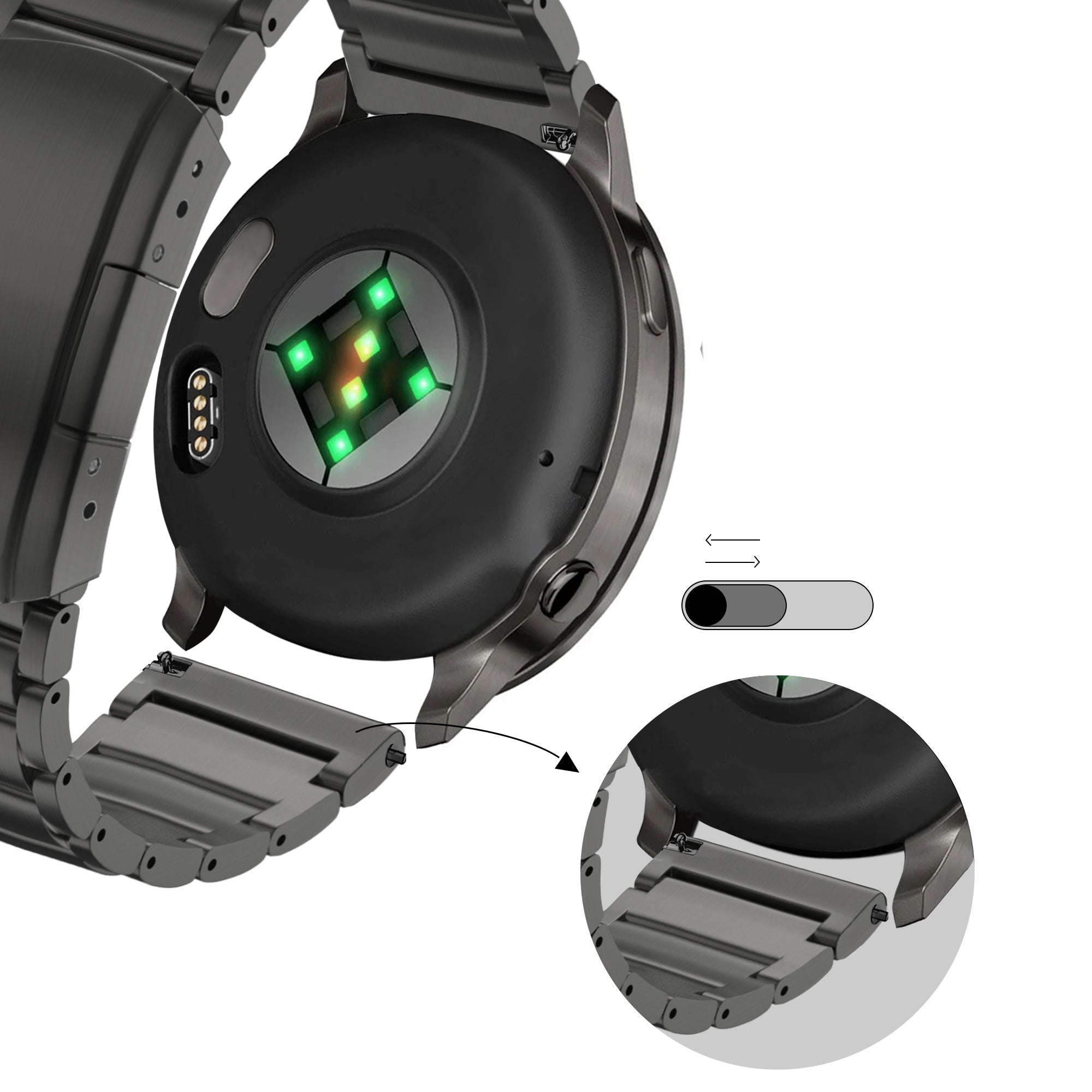 Bandz Bracelet titane à maillons Garmin D2 Air X15 (noir)