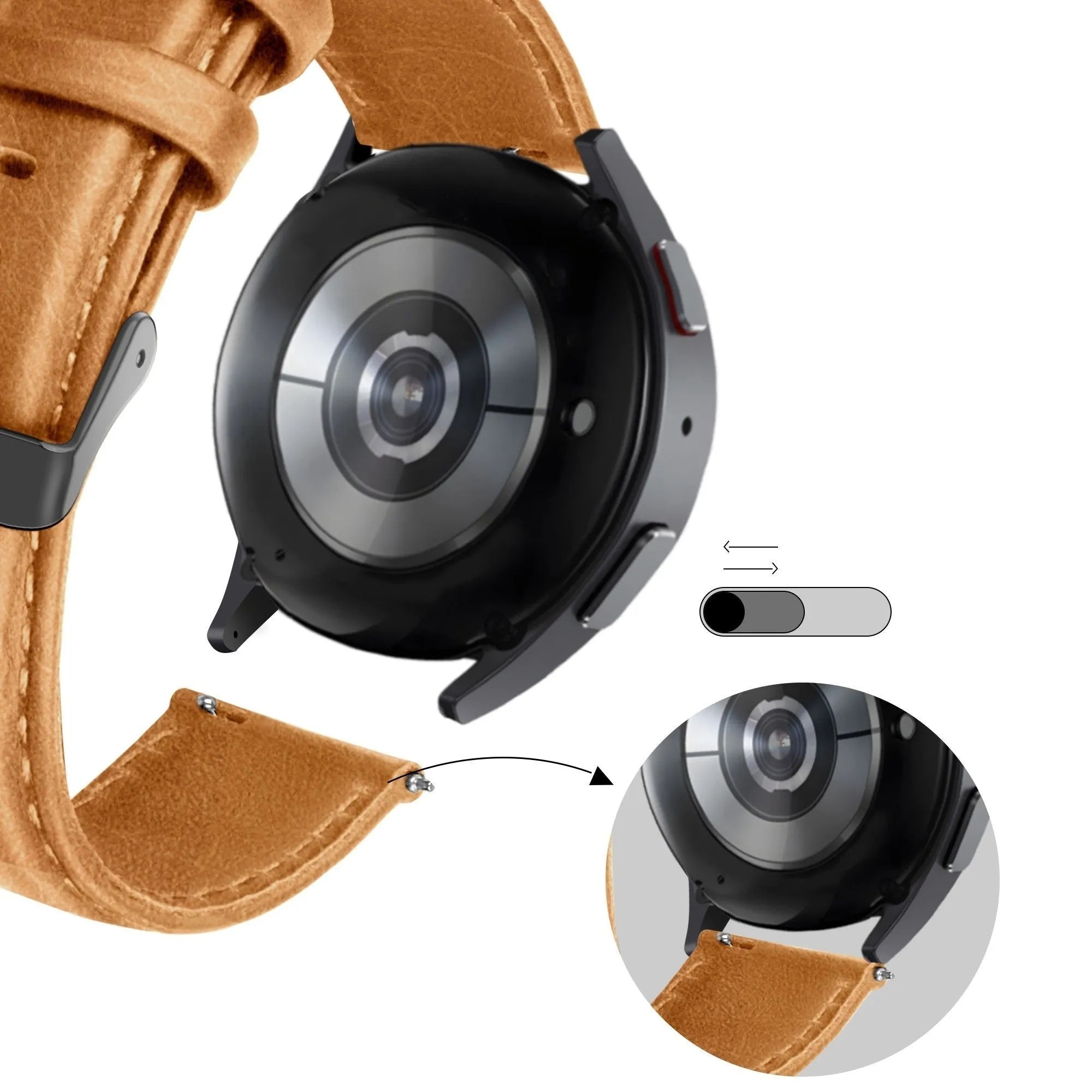 Bandz Bracelet cuir 'Classic' Pebble Round 2 - 20mm (marron)