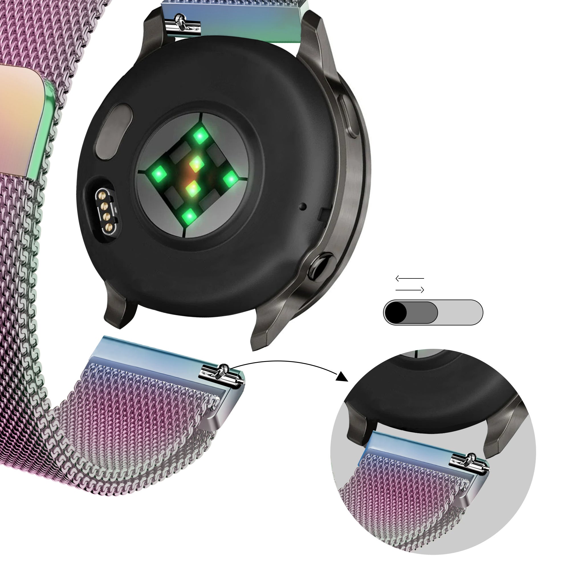 Bandz Garmin Forerunner 170 Milanese Loop Strap (Pearlescent)