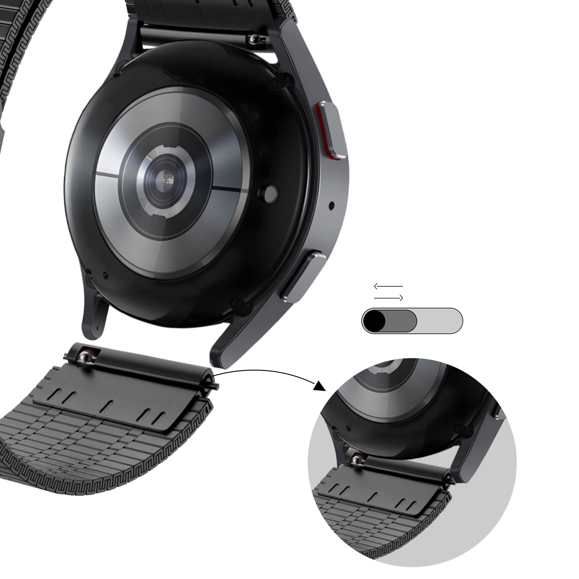 Bandz Bracelet acier réglable Garmin Forerunner 570 - 42mm (noir)
