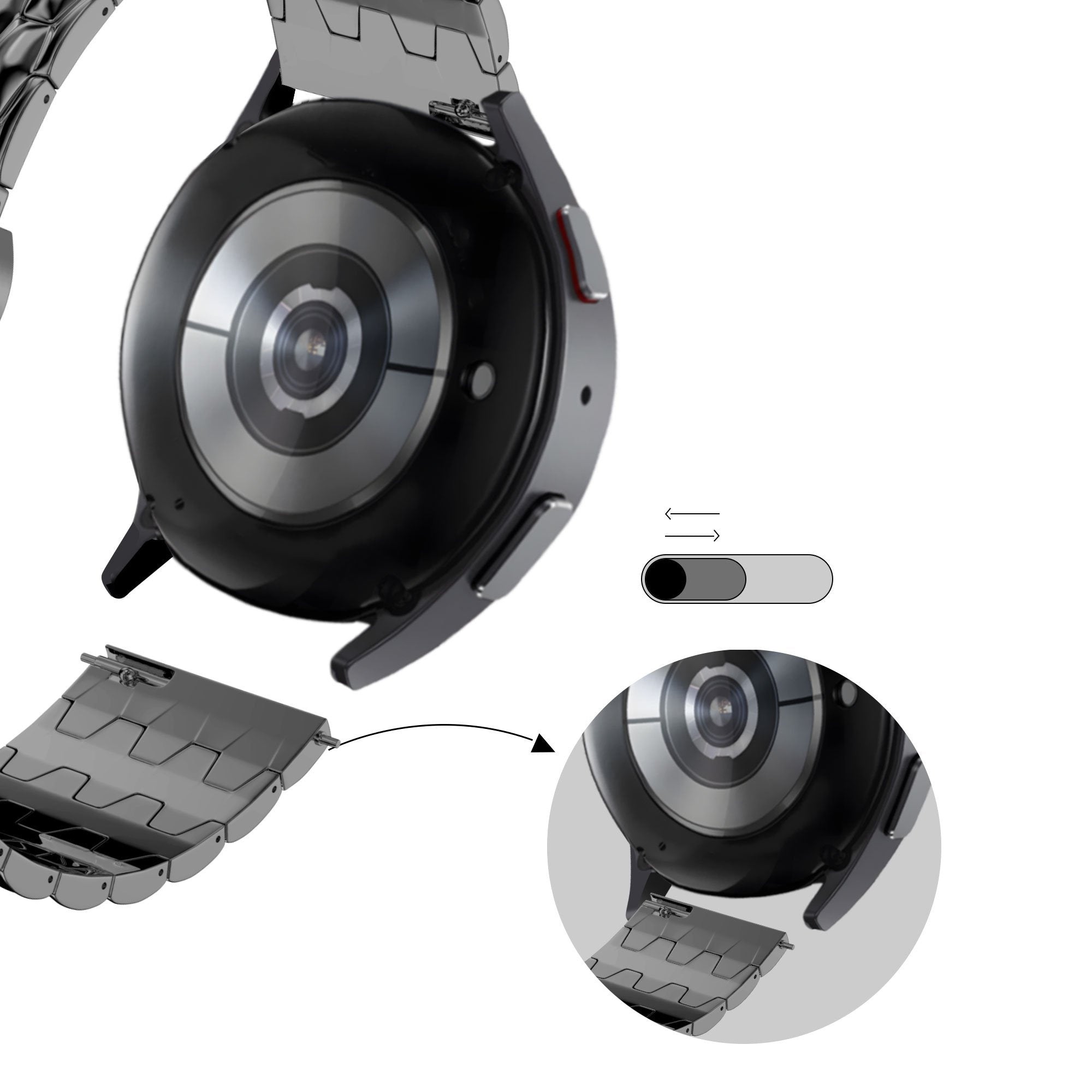 Bandz Bracelet acier 'Dragon' Huawei Watch GT 7 - 46mm (noir)