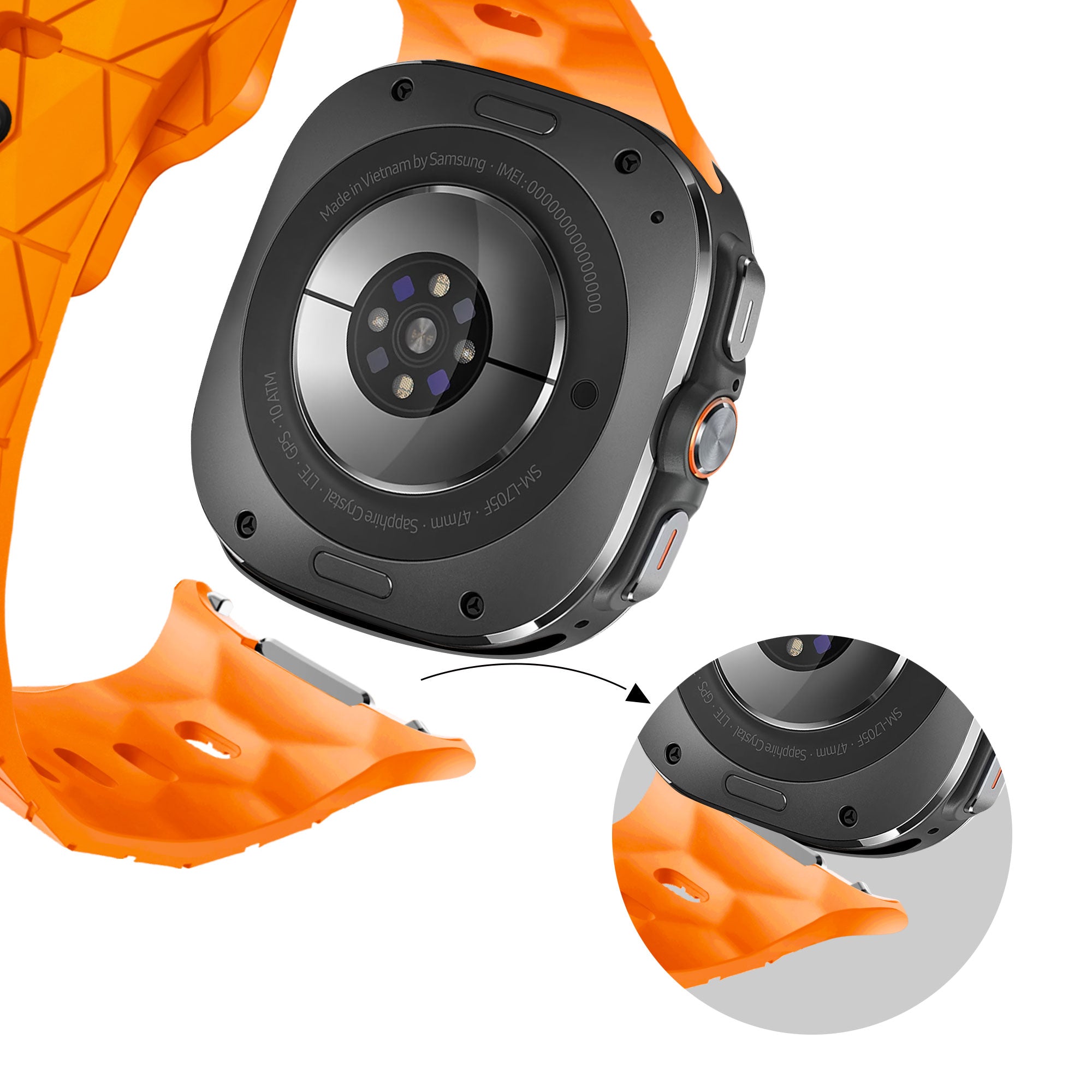 Bracelet silicone 'Hexagone' Samsung Galaxy Watch Ultra 2 (orange)