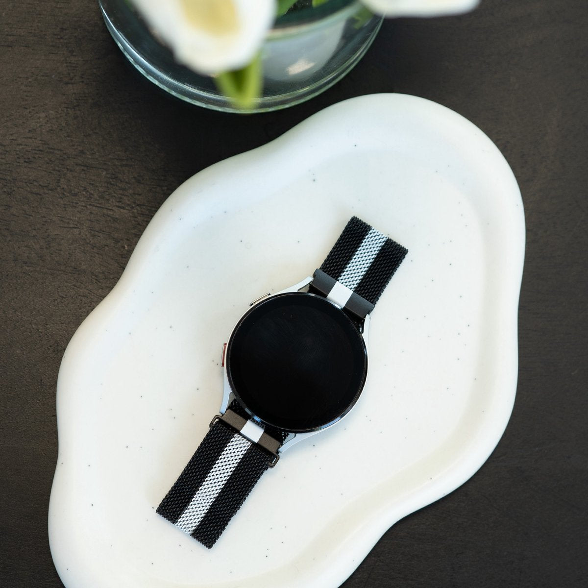 Bracelet Milanais Samsung Galaxy Watch 4 Classic 42mm (noir/blanc)