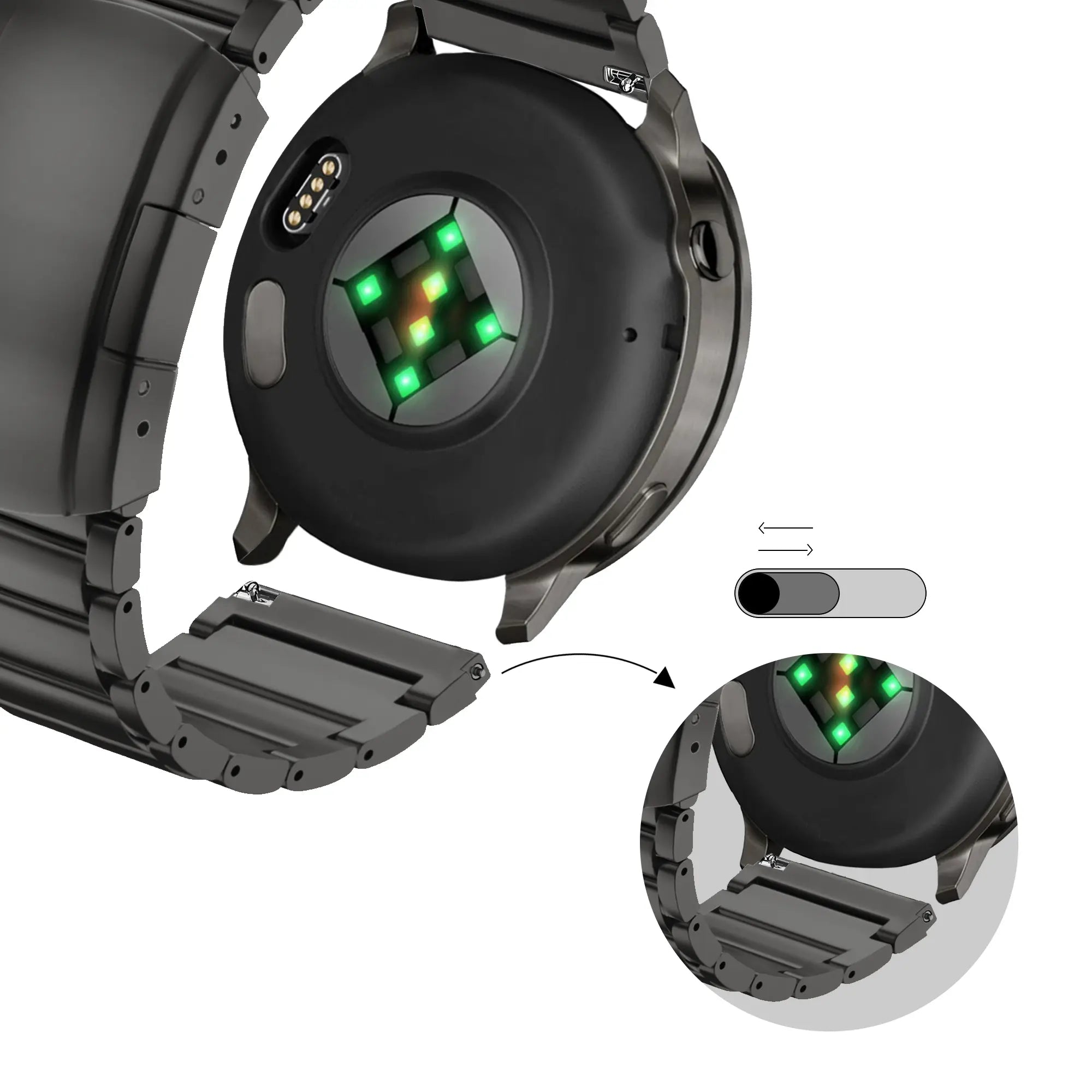 Bandz Bracelet titane Garmin Vivoactive 4s (noir)