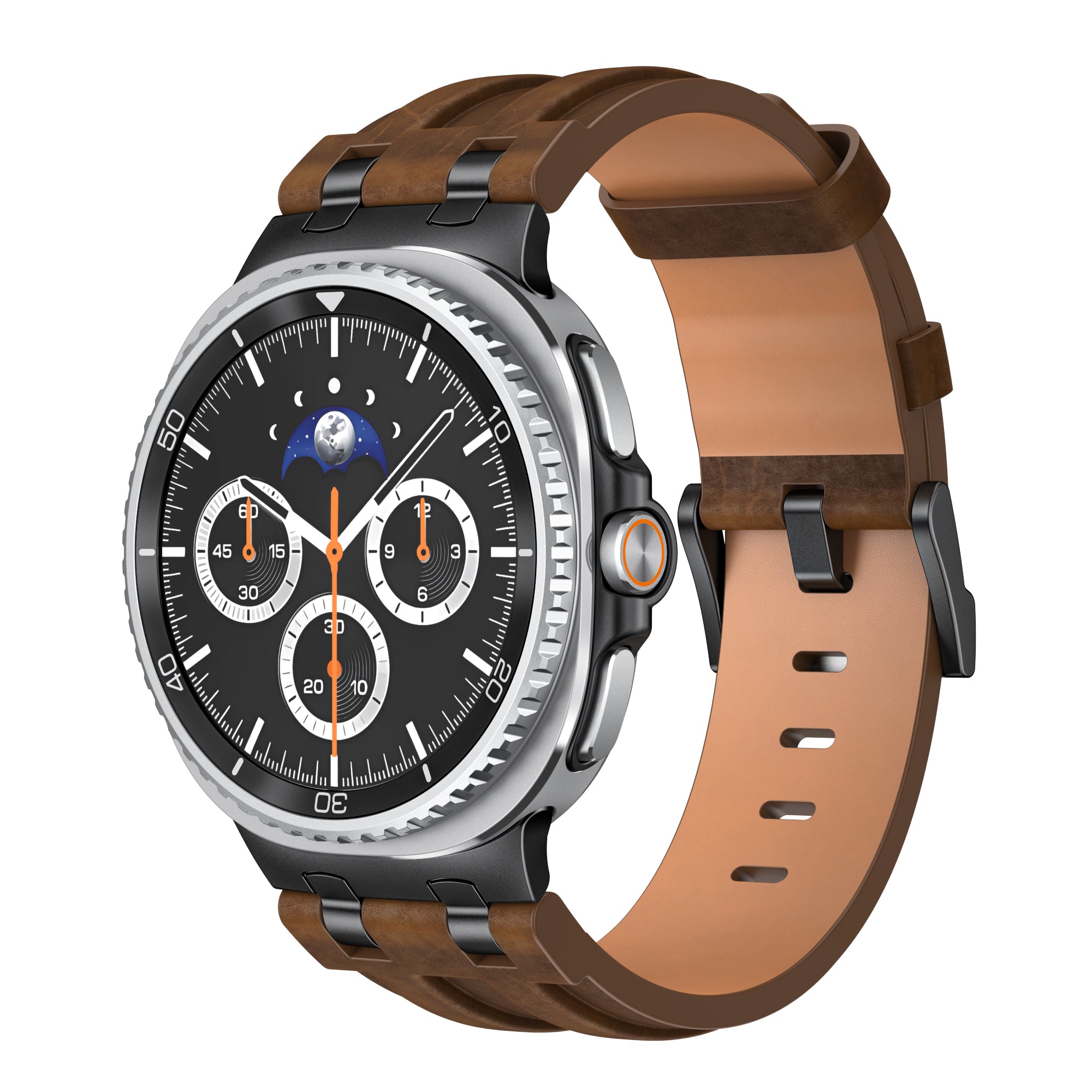 Bracelet cuir solide Samsung Galaxy Watch 9 - 44mm (marron foncé)