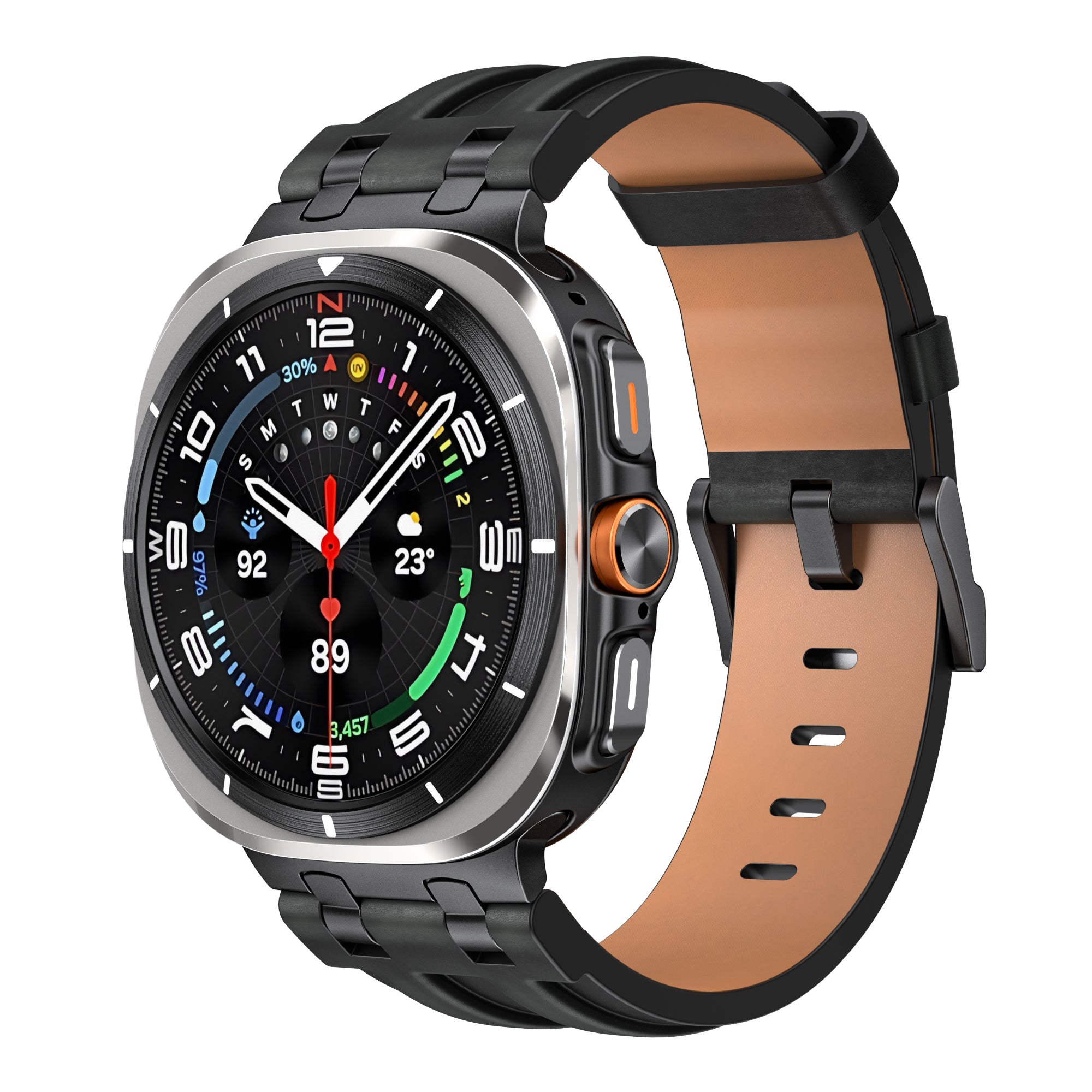 Bracelet cuir solide Samsung Galaxy Watch Ultra (noir)