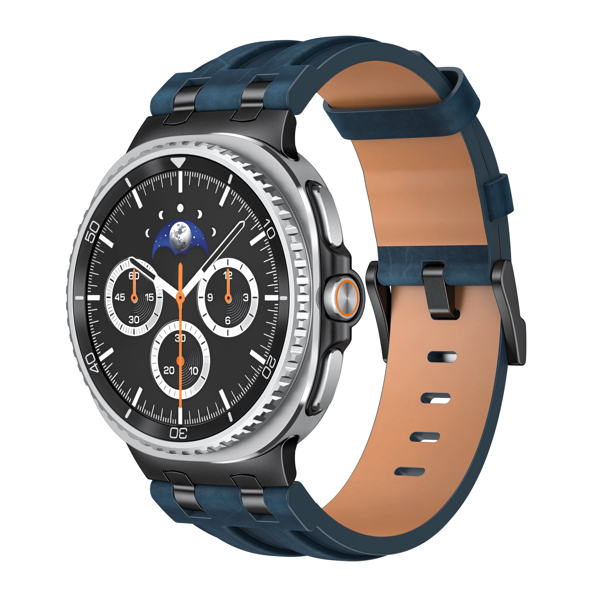 Bracelet cuir solide Samsung Galaxy Watch 9 - 44mm (bleu foncé)