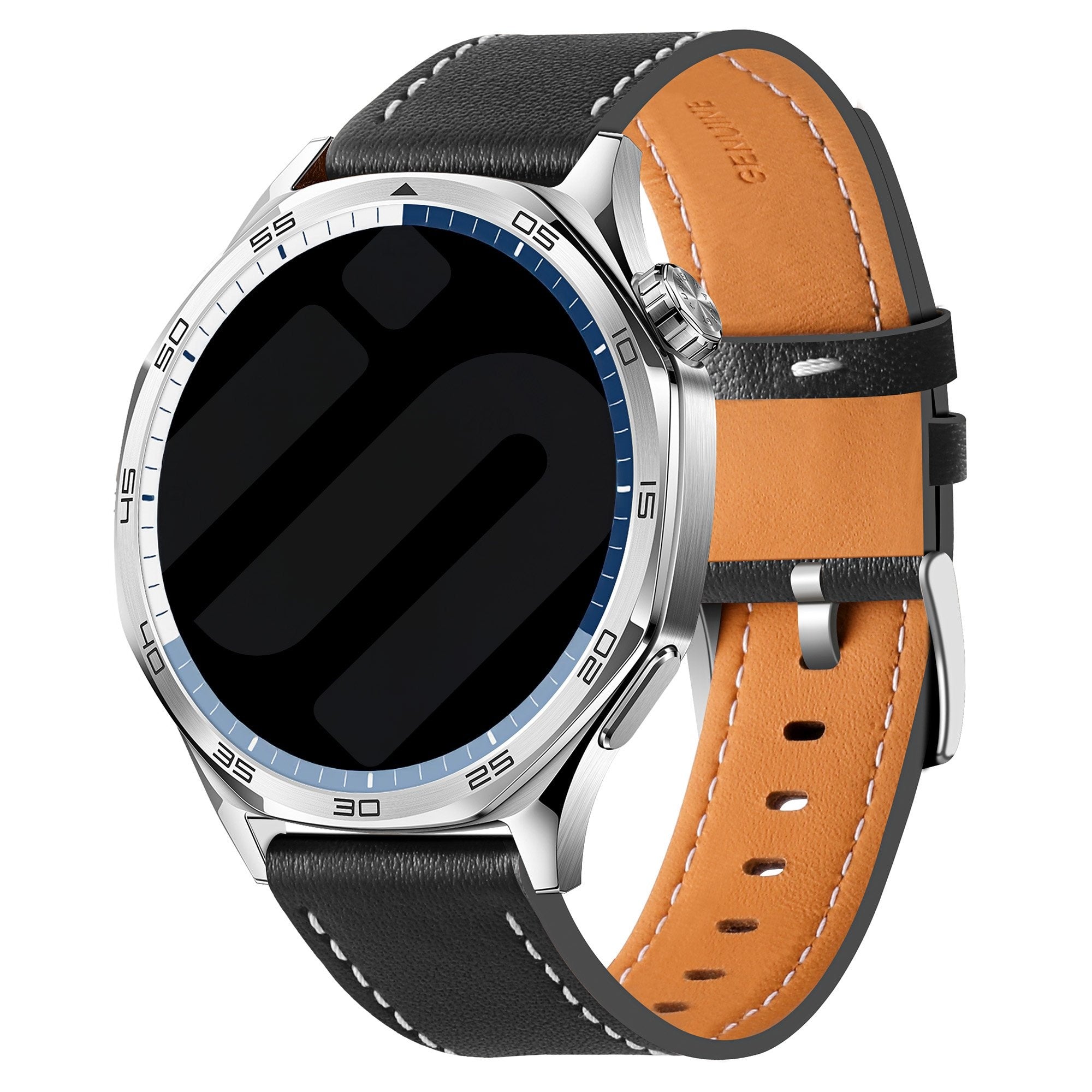 Huawei Watch GT 2 46mm 'One Push' Leather Strap (Black)