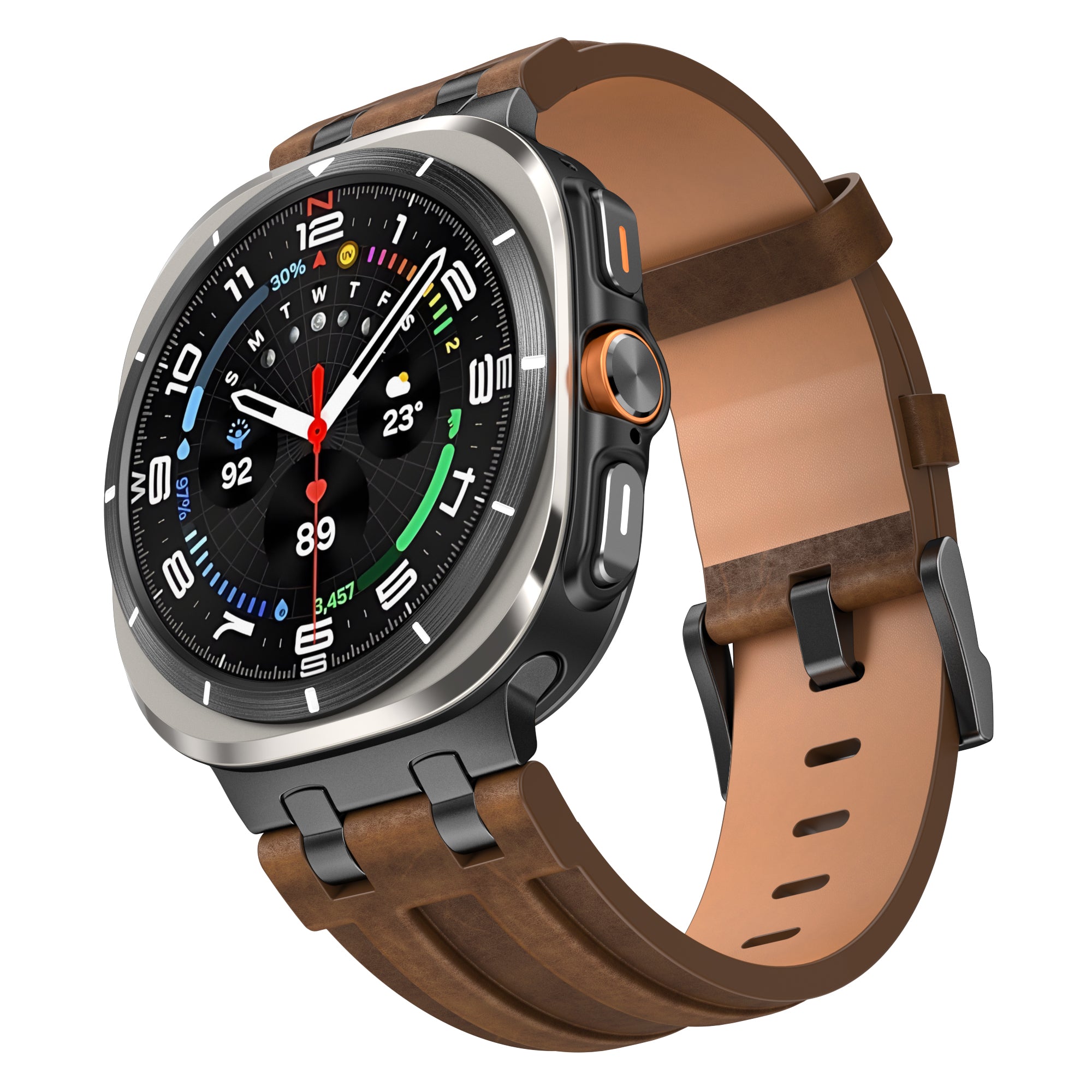 Bracelet cuir solide Samsung Galaxy Watch Ultra (marron foncé)