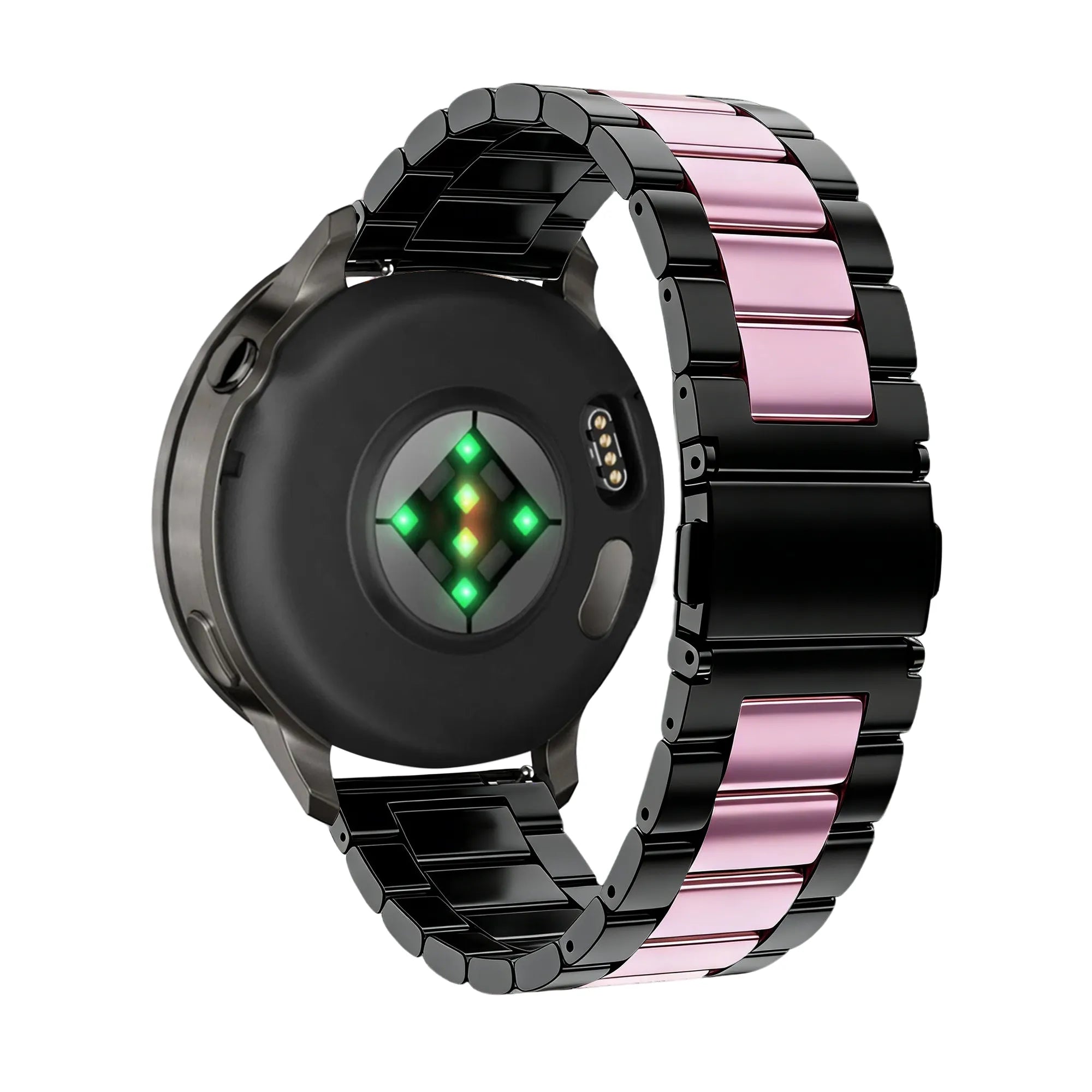 Bandz Bracelet acier 'Classic' Garmin Forerunner 265s (noir/rose)