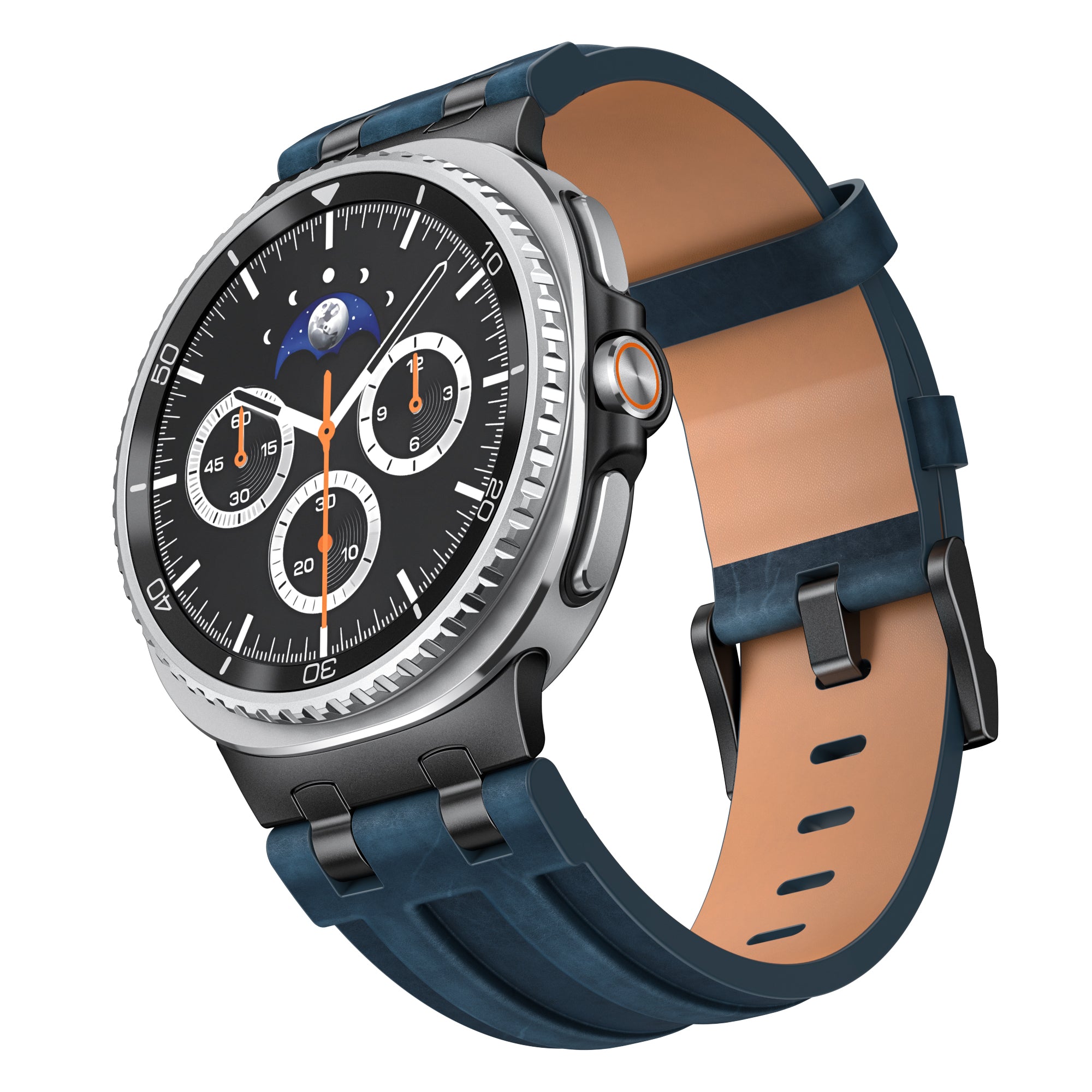Bracelet cuir solide Samsung Galaxy Watch 9 - 40mm (bleu foncé)
