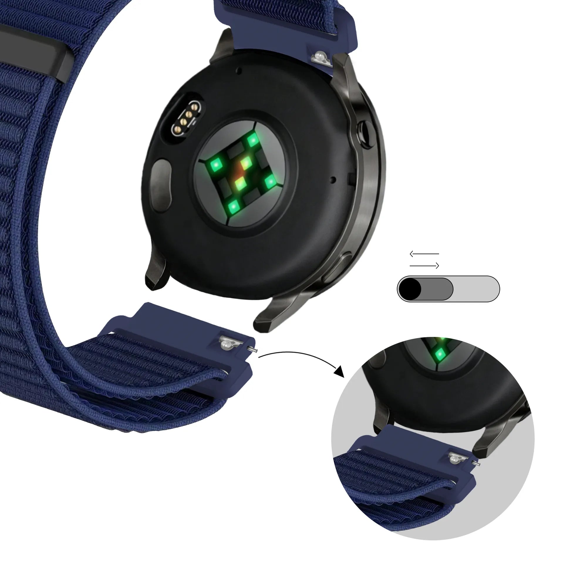 Bandz Bracelet nylon ondulé Garmin Vivomove 3 (bleu foncé)