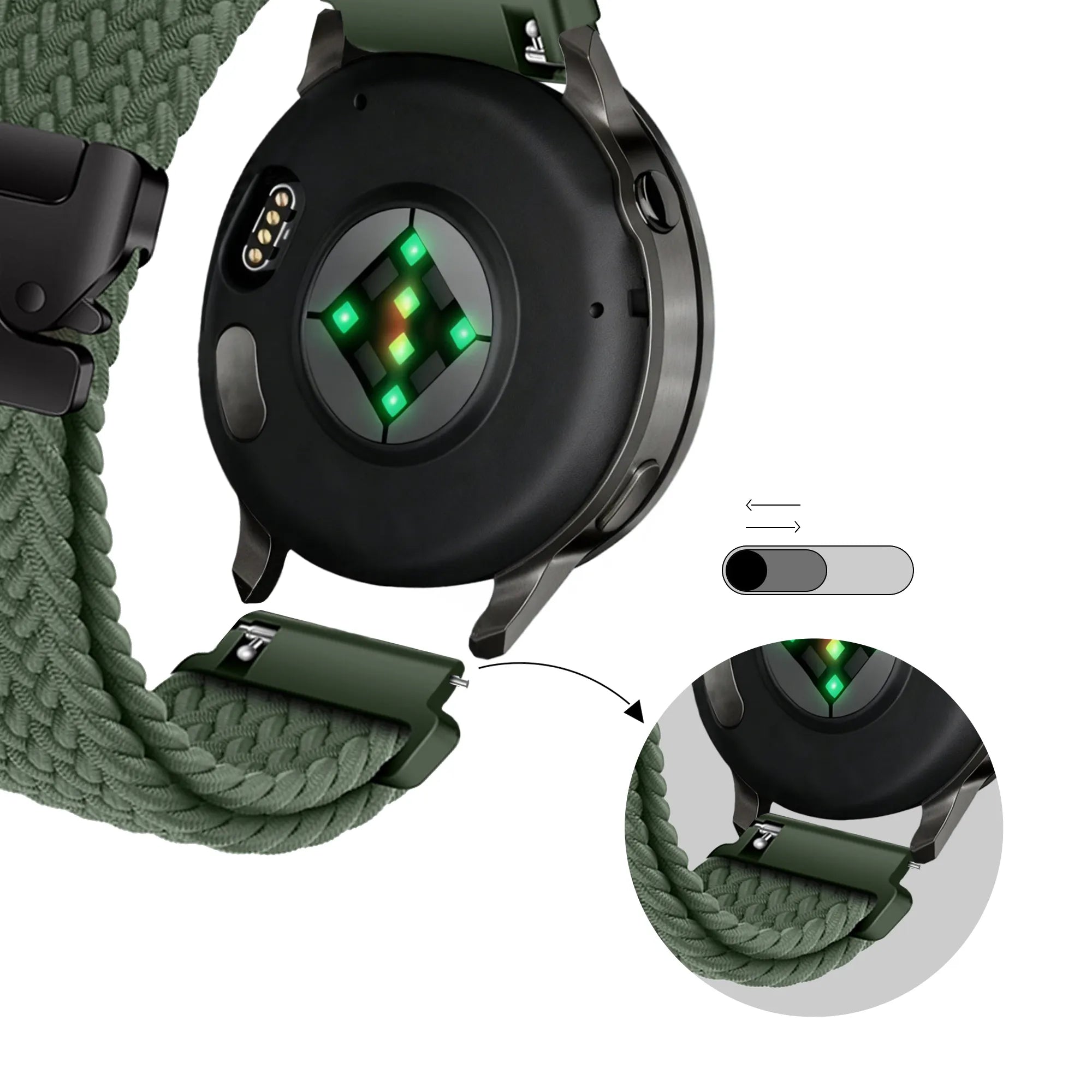 Bandz Bracelet tressé 'Parachute' Garmin Venu (vert)