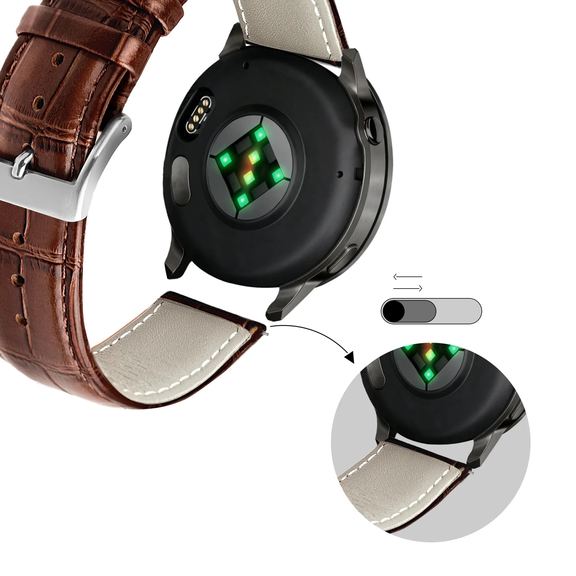 Bandz Bracelet cuir effet crocodile Garmin D2 Air X10 (marron)
