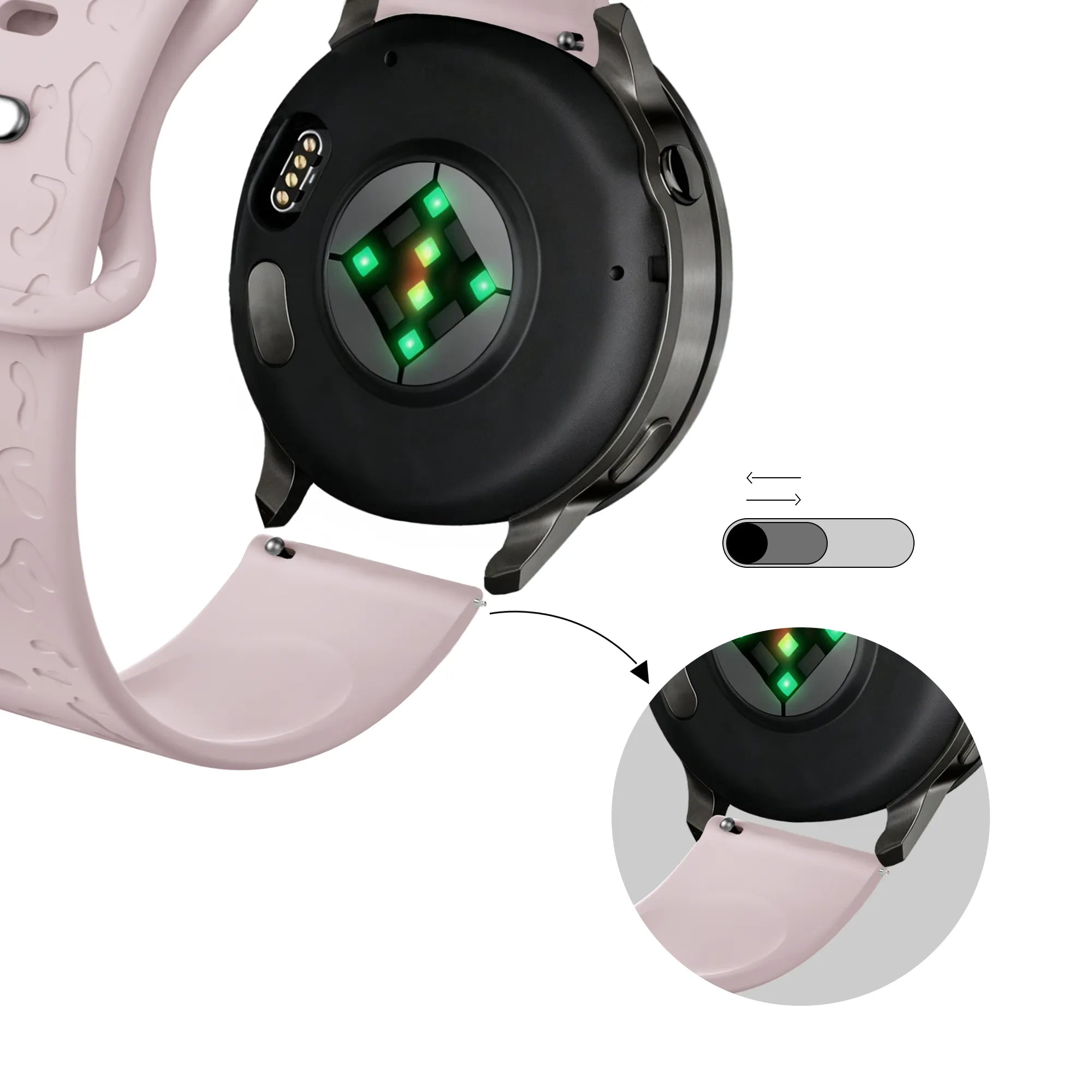 Bandz Bracelet silicone 'Léopard' Garmin Vivoactive 4s (rose)