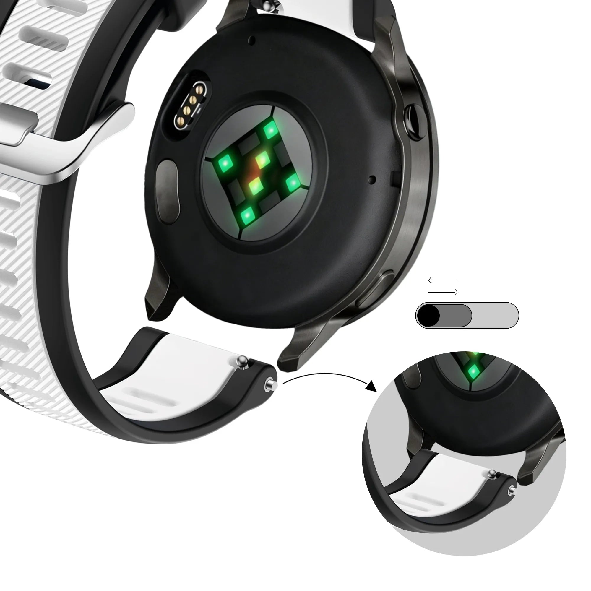 Bandz Bracelet dual sport avec boucle Garmin Approach S42 (noir/blanc)