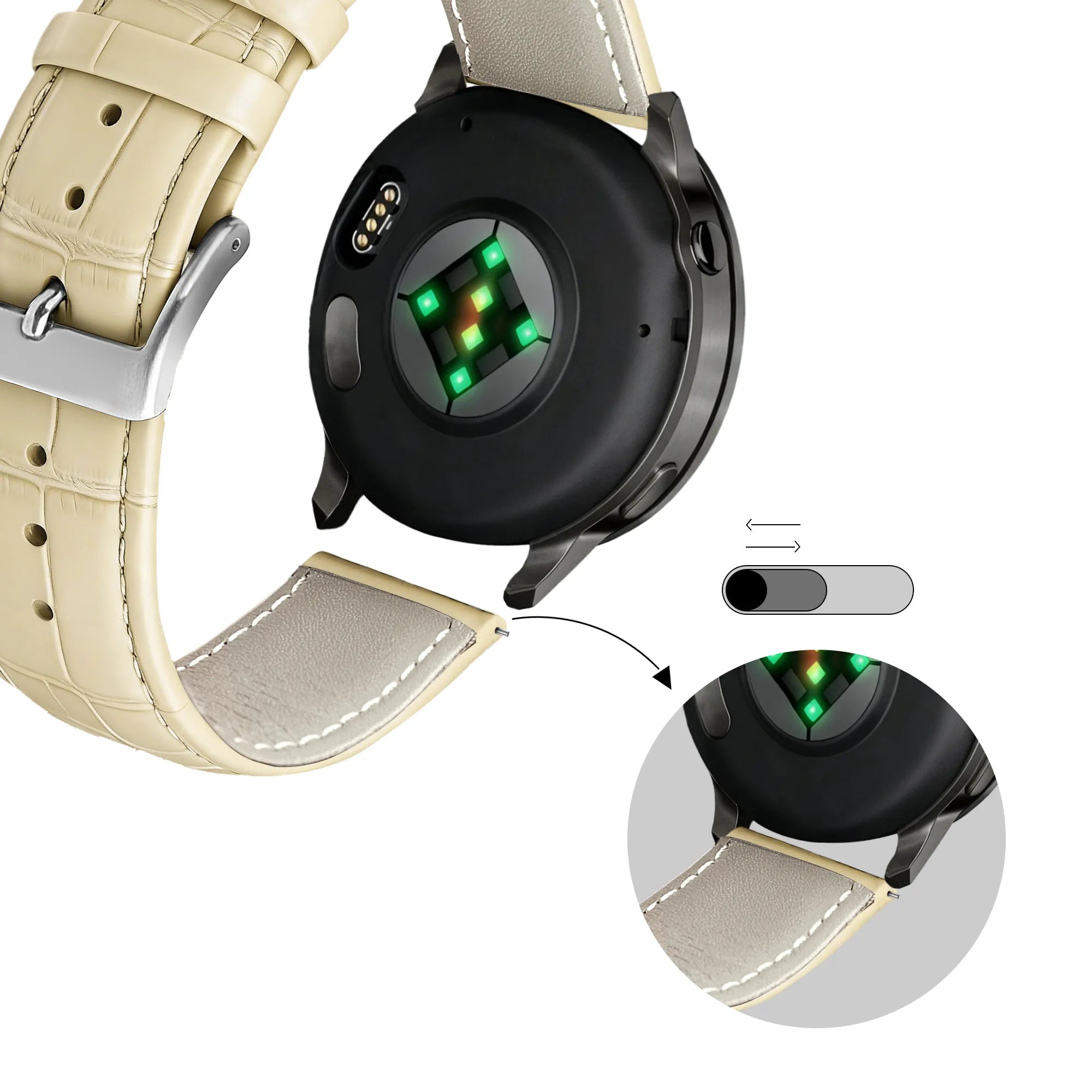 Bandz Bracelet cuir effet crocodile Garmin Bounce 2 (beige)