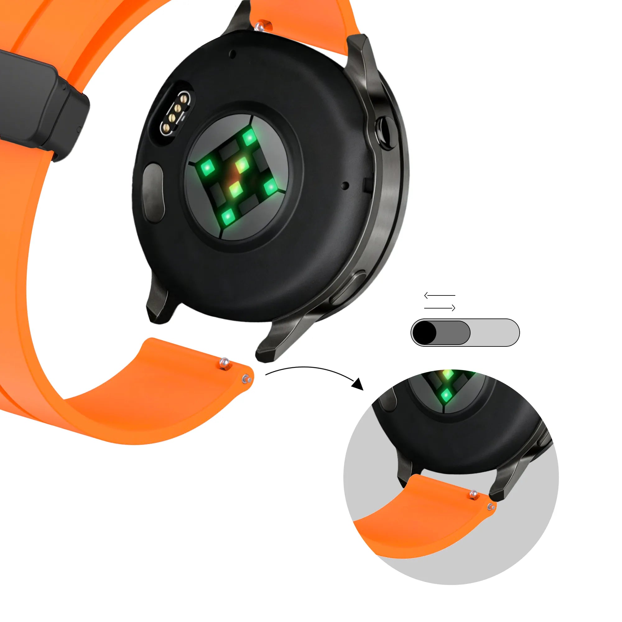 Bandz Bracelet silicone avec boucle en D Garmin Approach S40 (orange)