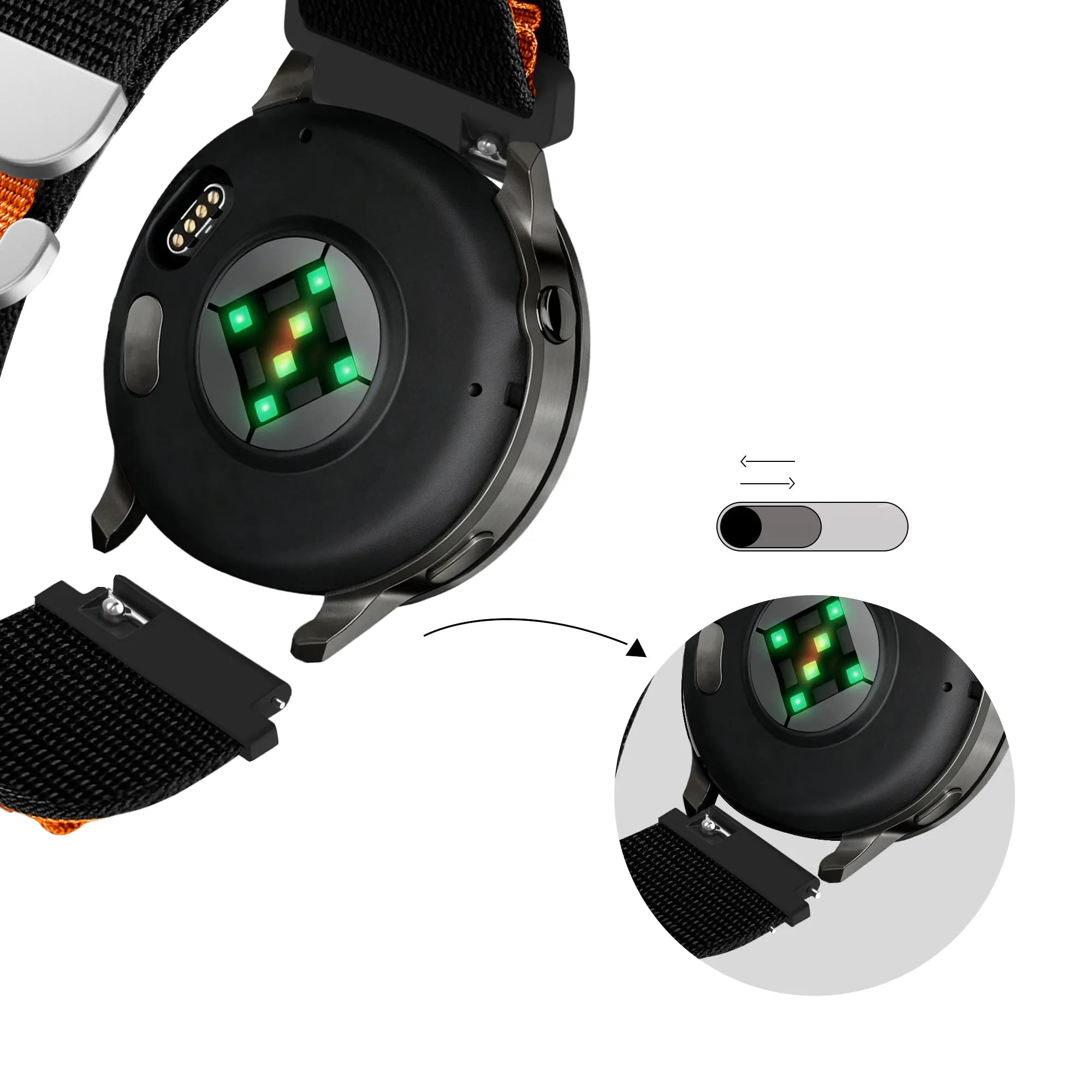 Bandz Bracelet nylon Alpine Garmin Vivoactive 6 (noir/orange)
