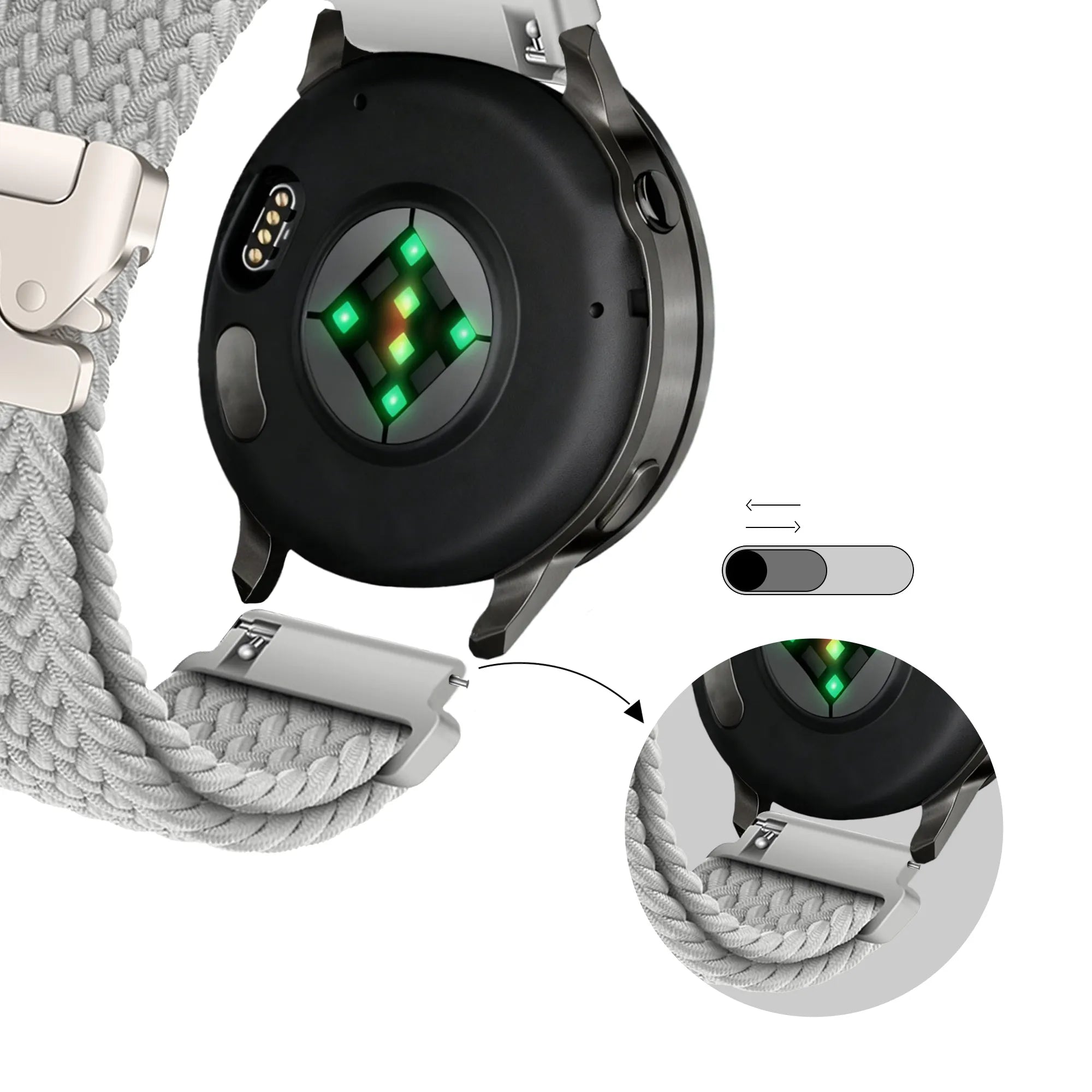 Bandz Bracelet tressé 'Parachute' Garmin Venu 3 (gris clair)