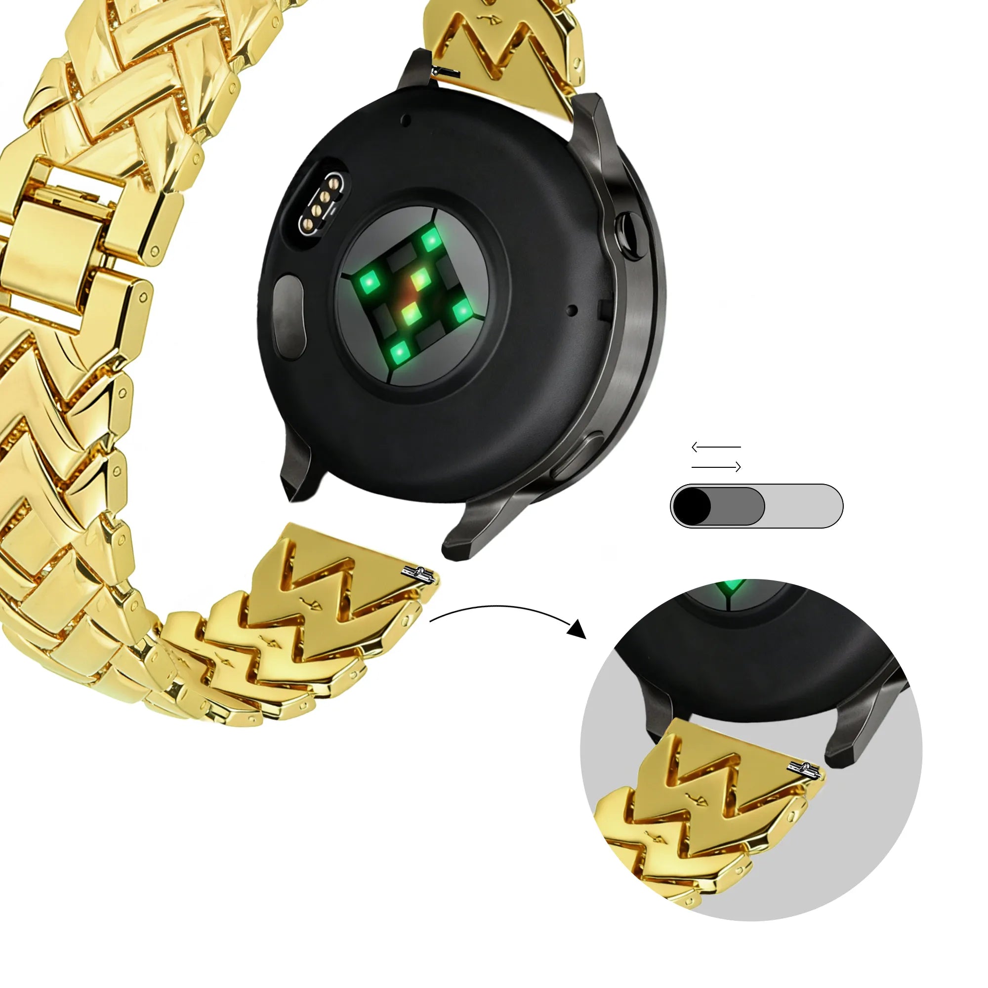 Bandz Bracelet metal 'V-Type' Garmin Vivoactive 4s (or)
