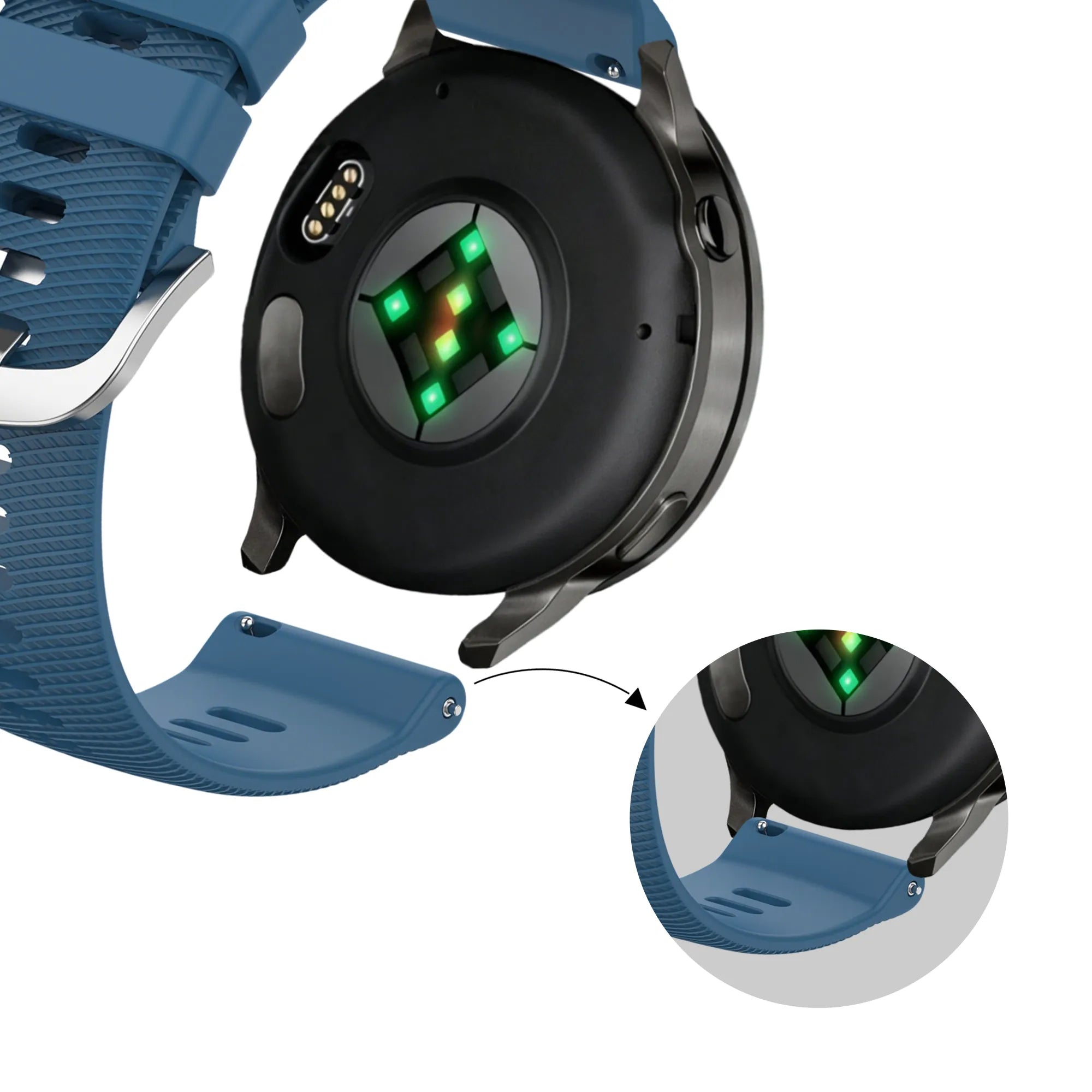 Bandz Bracelet silicone 'Deluxe' Garmin Vivoactive 4s (bleu)