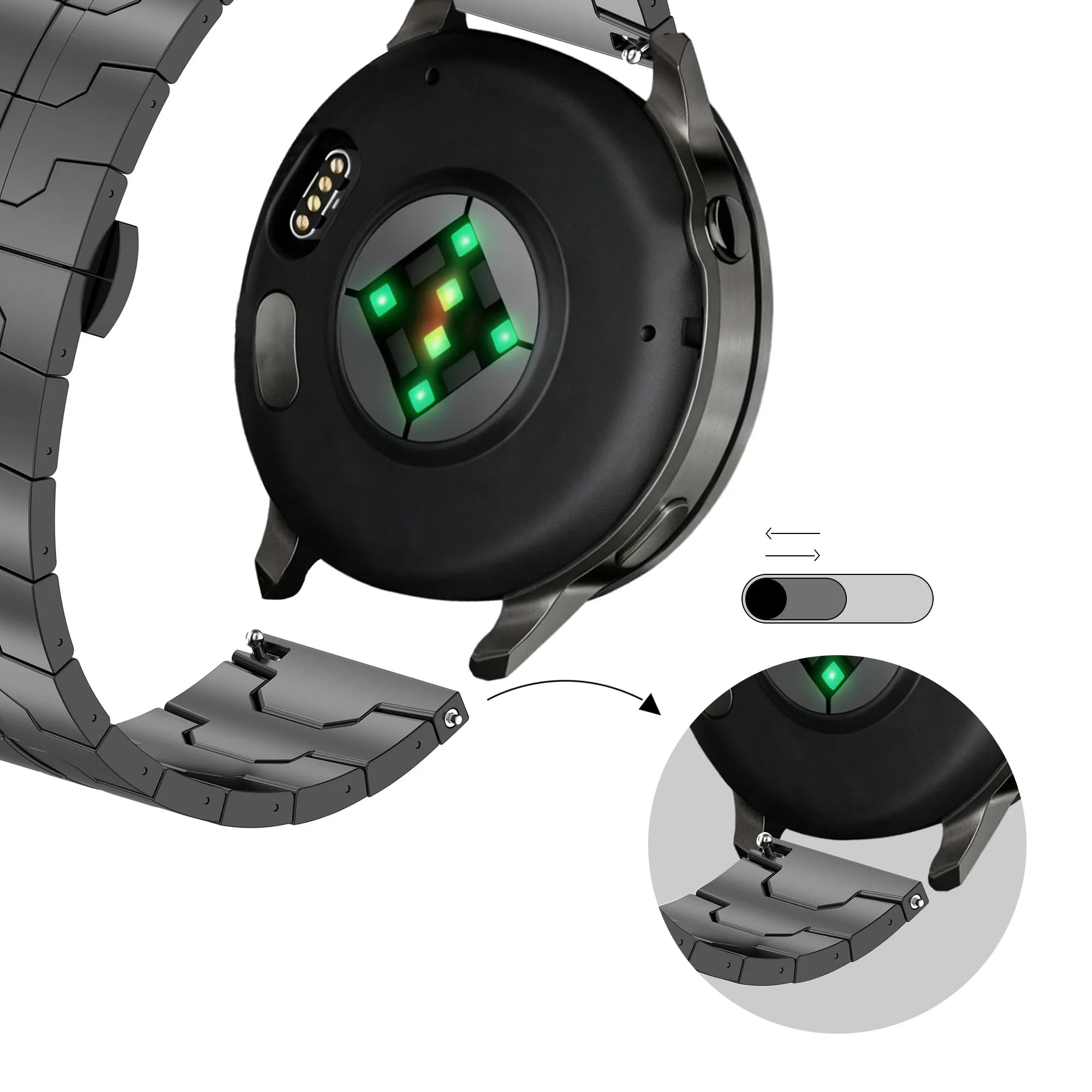 Bandz Bracelet acier 'Iron' Garmin Venu 2 (noir)