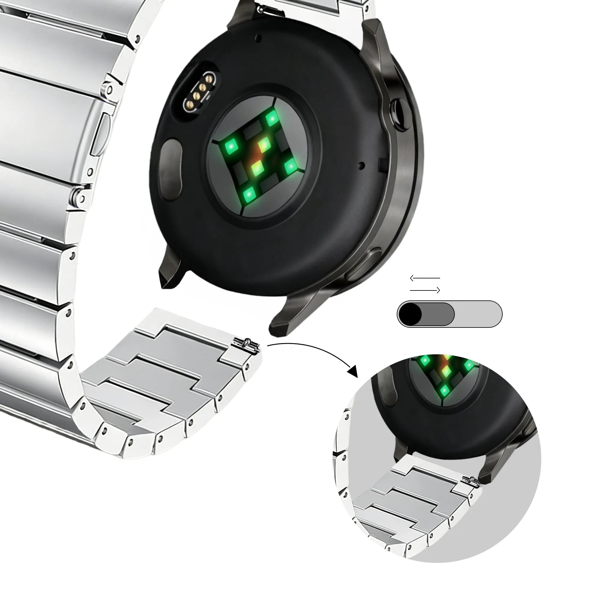 Bandz Bracelet acier 'One Bead' Garmin Forerunner 570 - 42mm (argent)