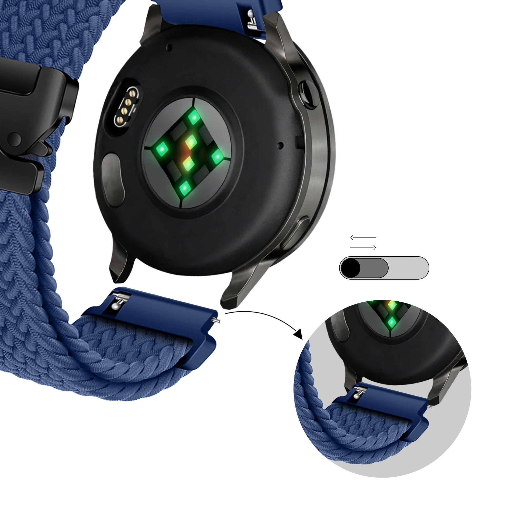 Bandz Bracelet tressé 'Parachute' Garmin Vivoactive 4s (bleu)