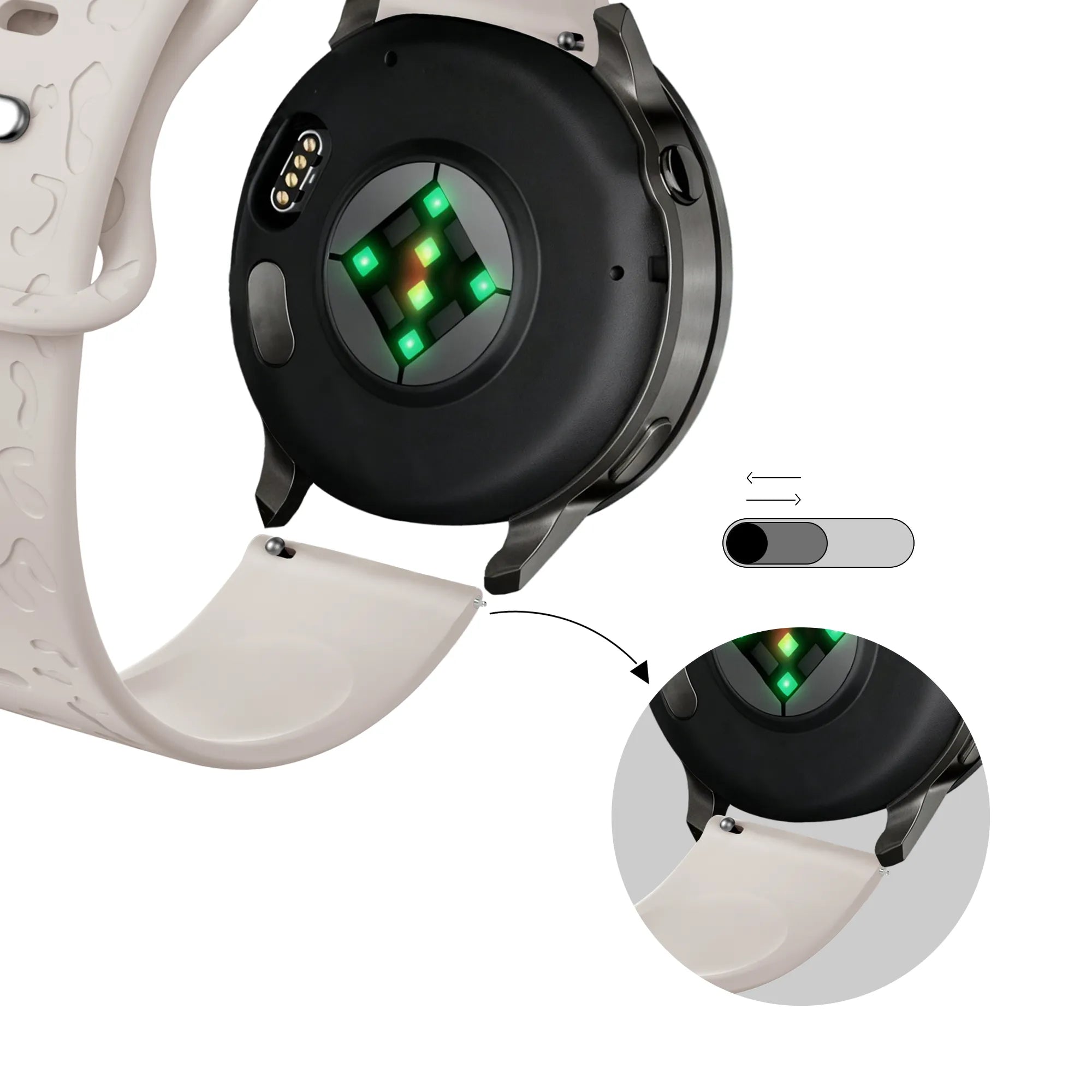 Bandz Bracelet silicone 'Léopard' Garmin Venu 2 Plus (lumière stellaire)