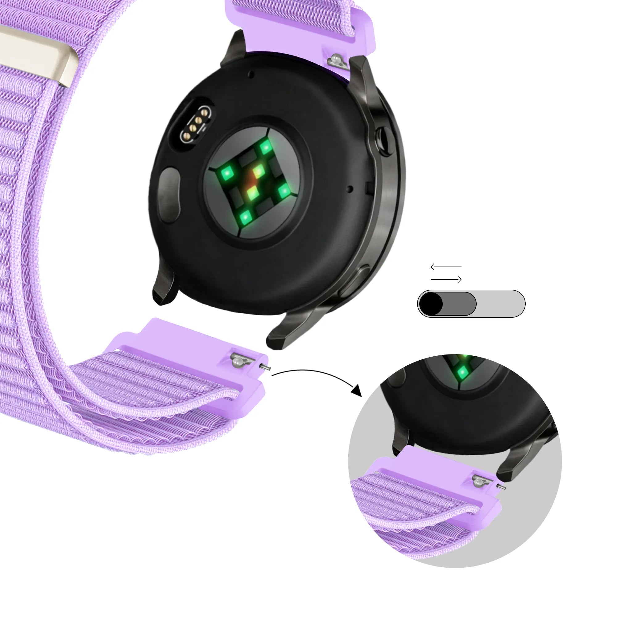 Bandz Bracelet nylon ondulé Garmin Vivoactive 4s (mauve)