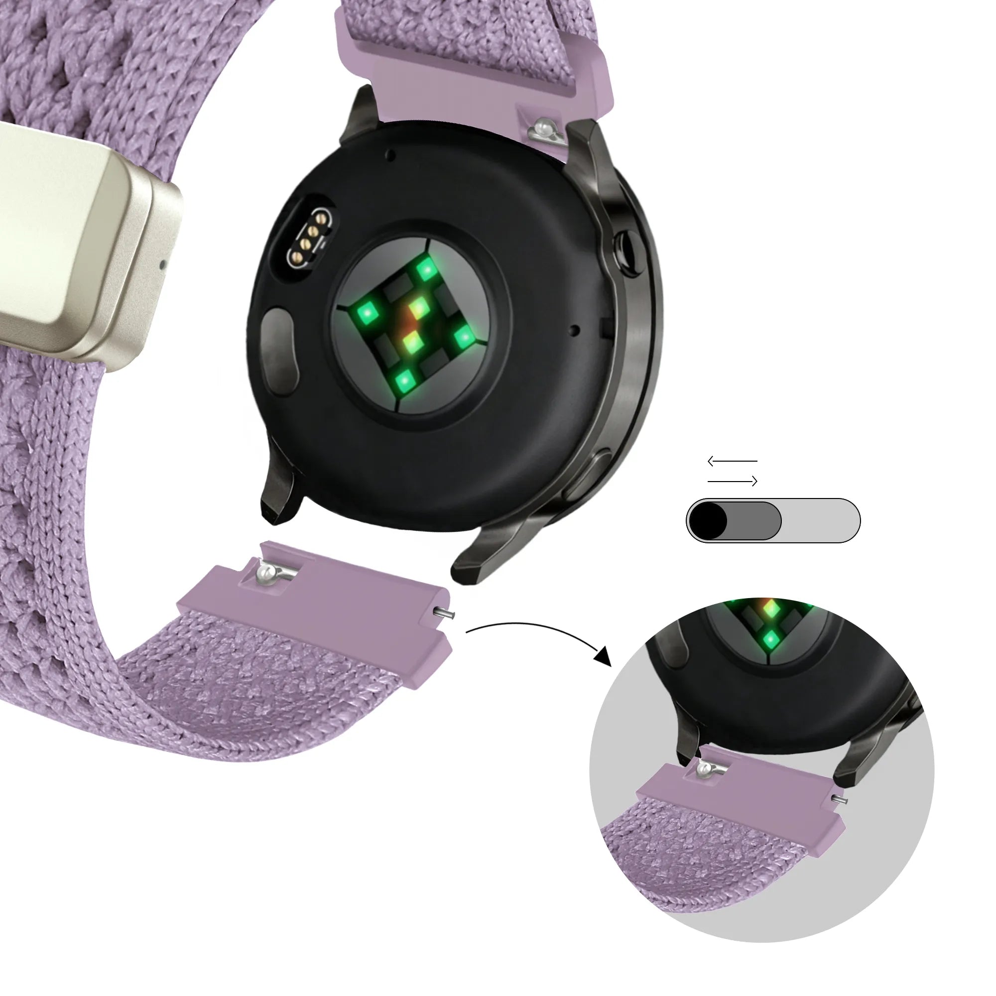 Bandz Bracelet nylon Vintage Garmin Vivoactive 4s (mauve)