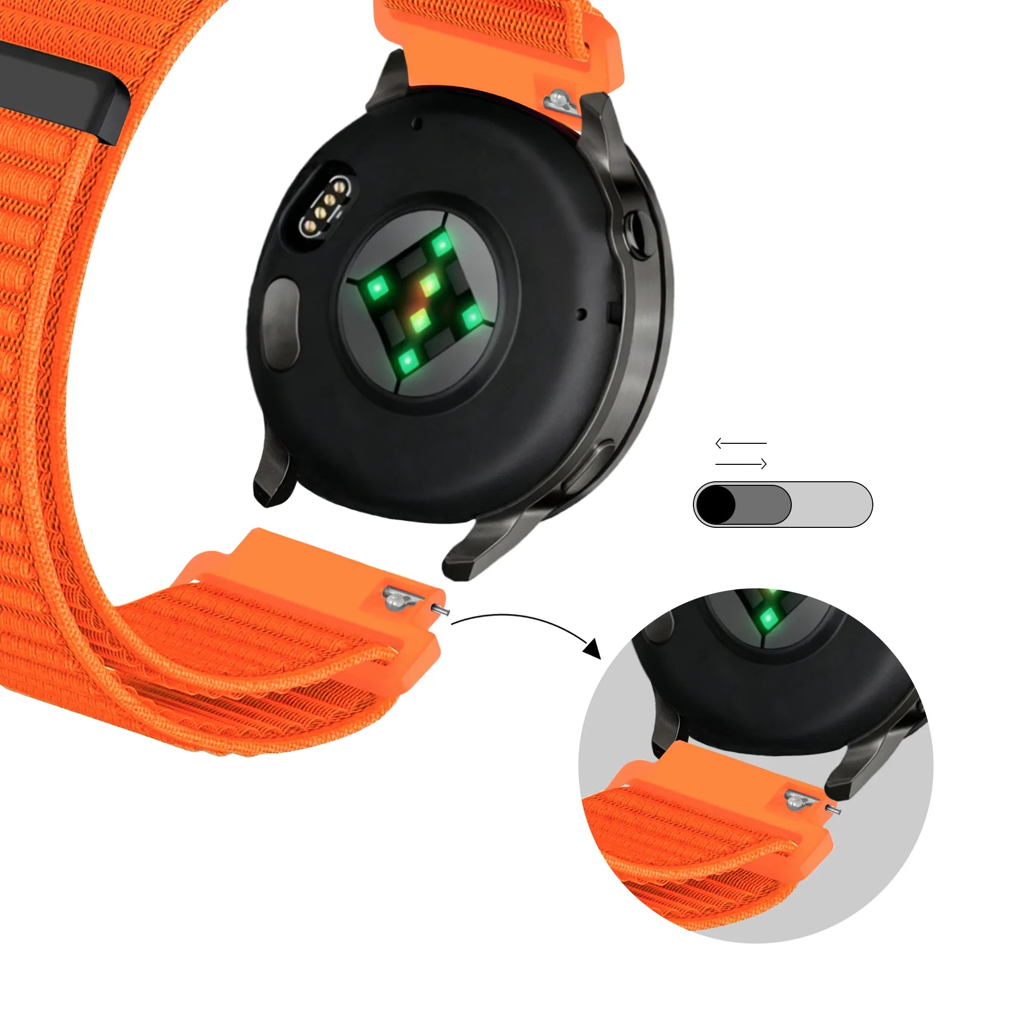 Bandz Bracelet nylon ondulé Garmin Vivoactive 4s (orange)