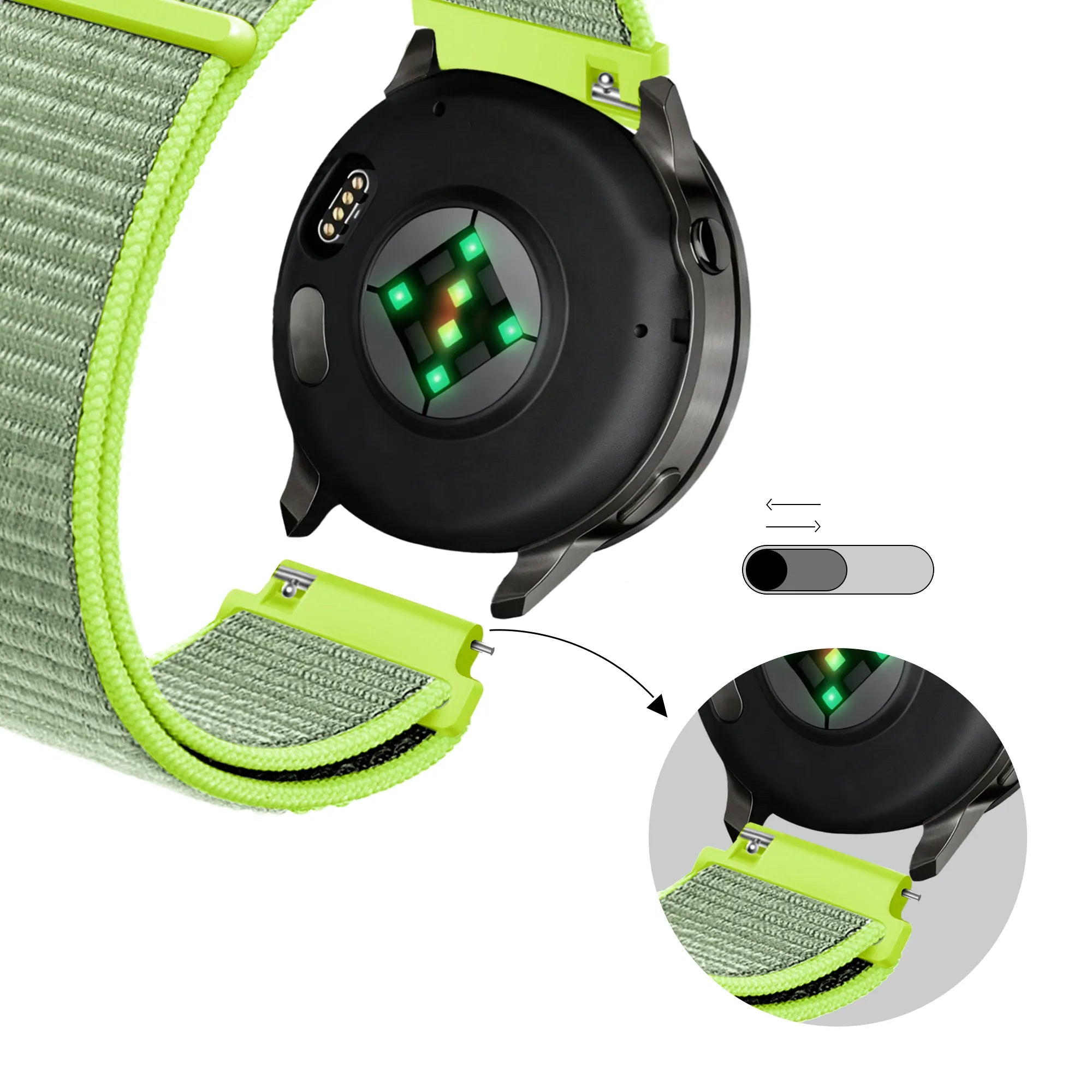 Bandz Bracelet nylon Garmin Vivoactive 4s (jaune fluo)