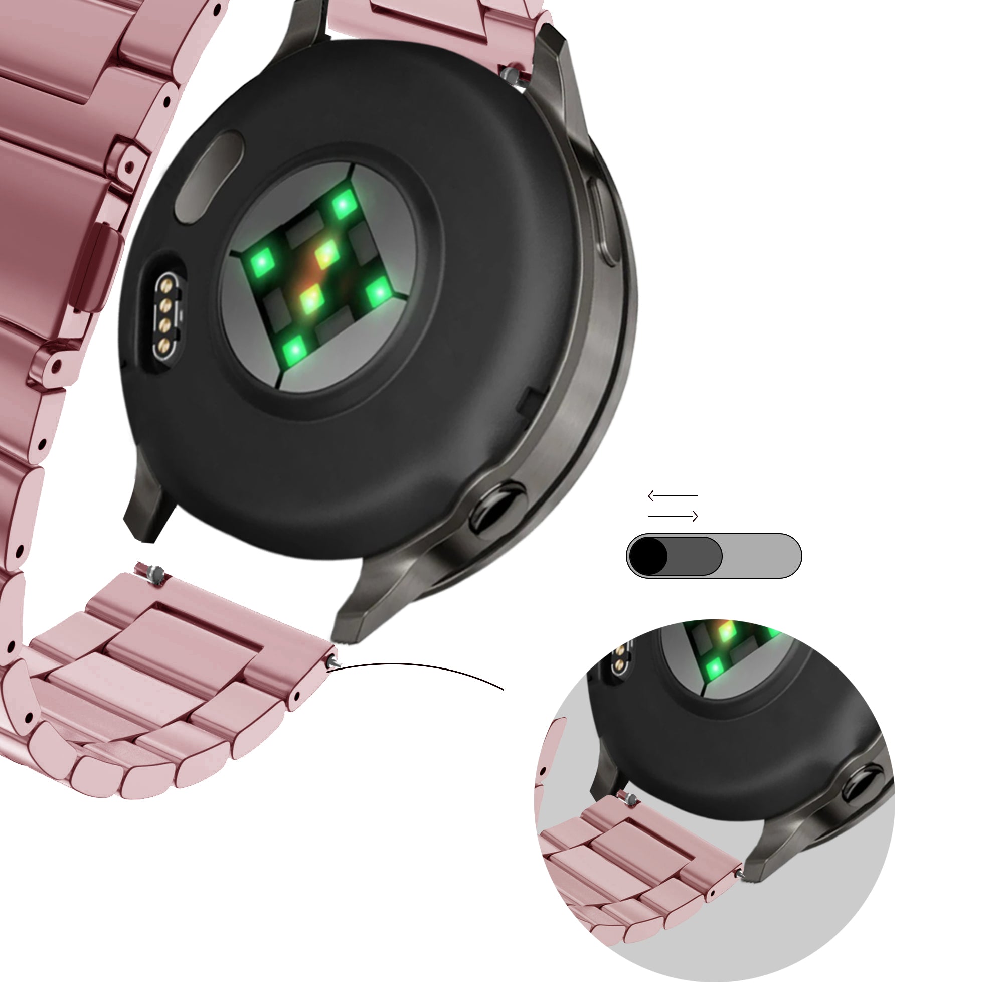 Bandz Bracelet acier 'Classic' Garmin Vivoactive 4s (rose)
