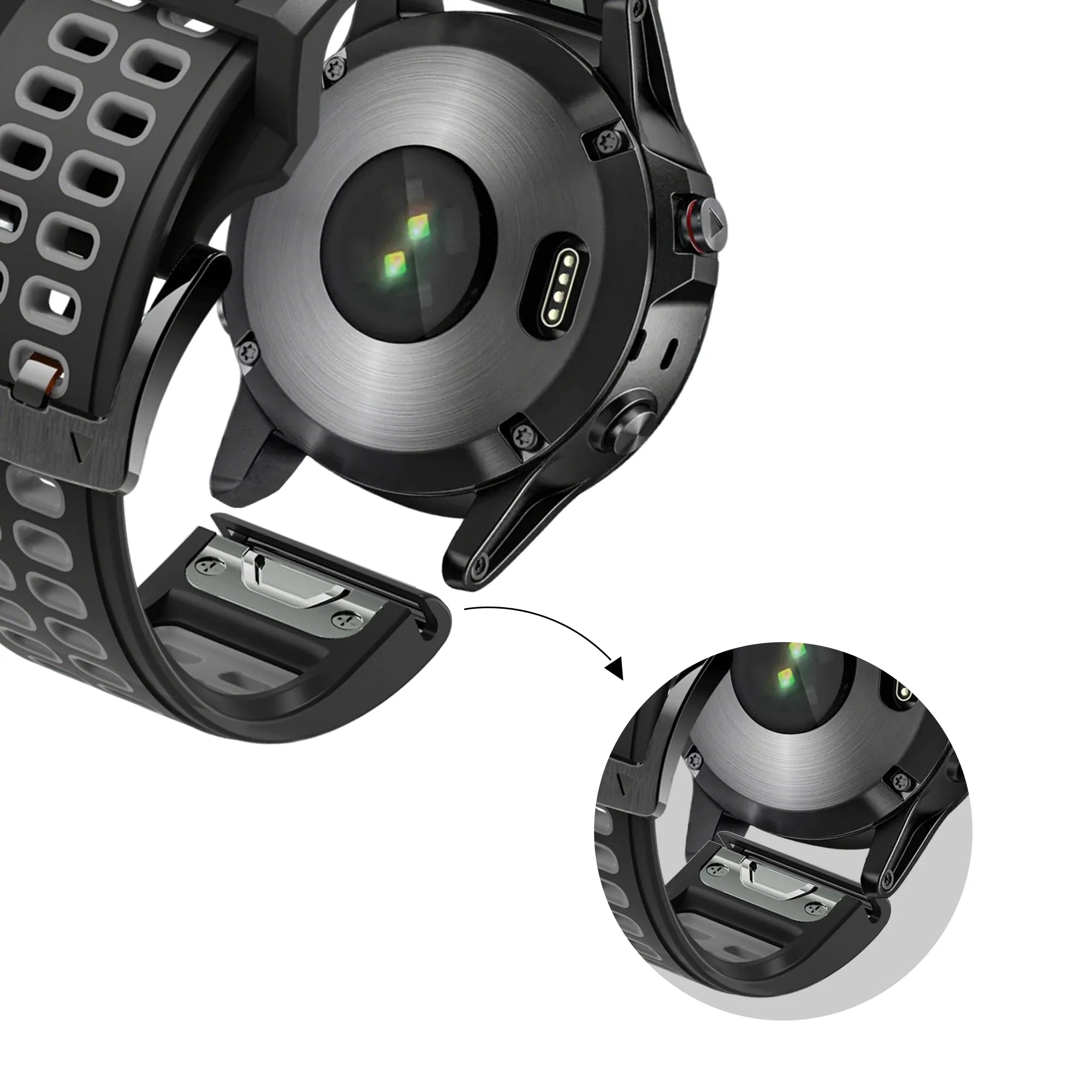 Bandz Bracelet sport avec boucle Garmin Enduro 1 / 2 / 3 (noir/gris)