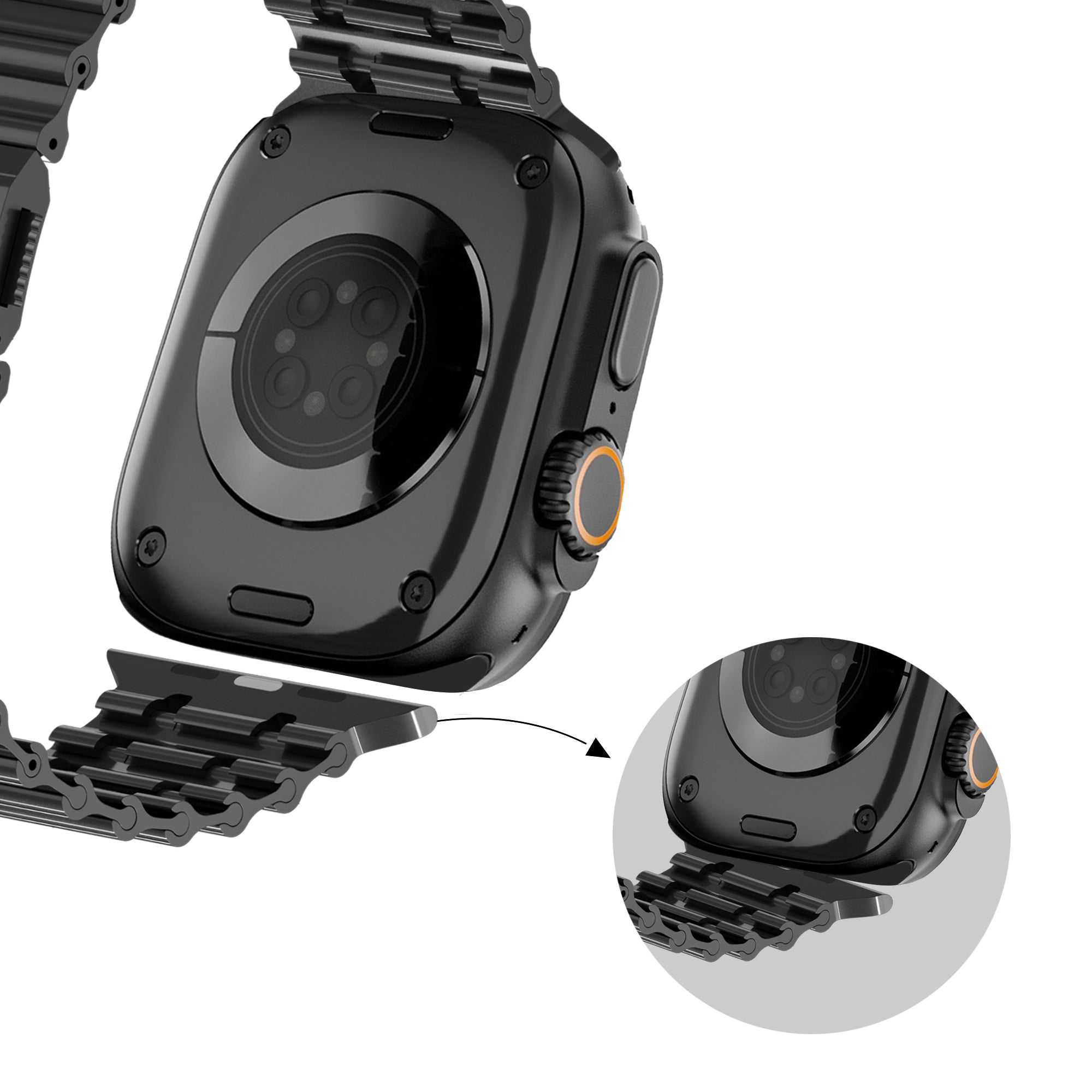 Bandz Bracelet acier 'Ocean' Apple Watch Ultra (noir)