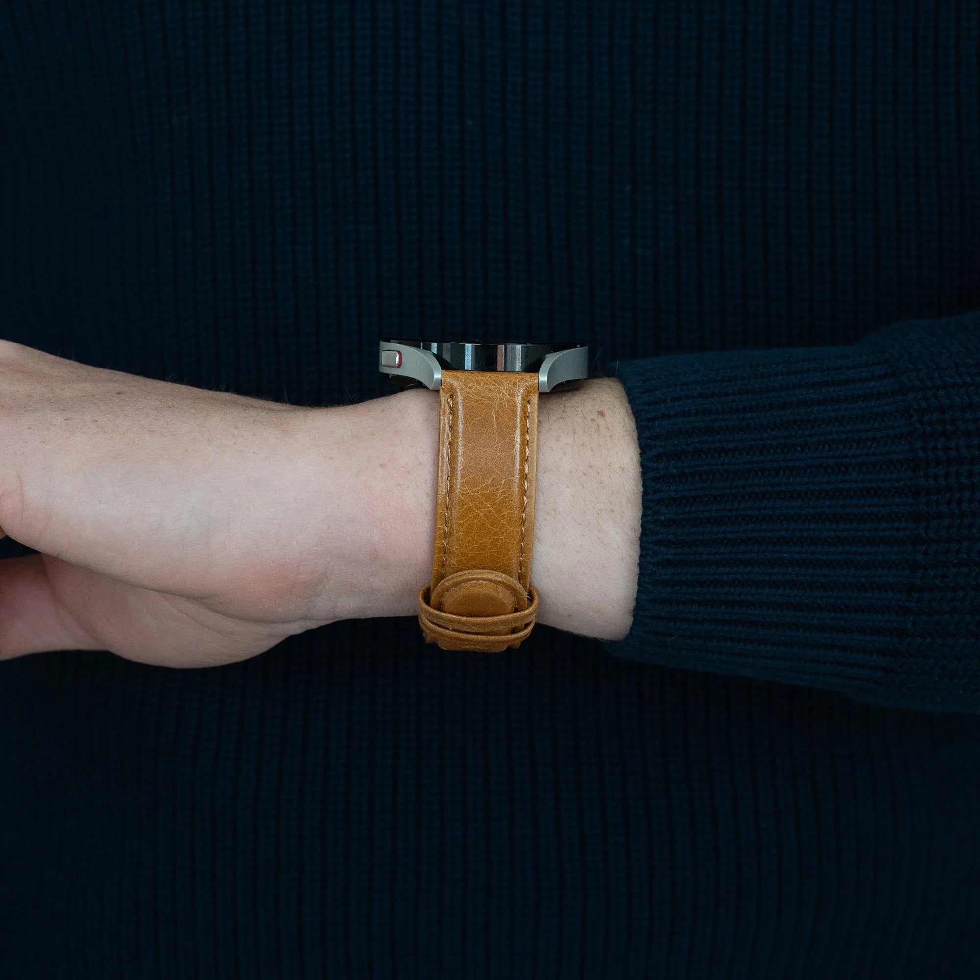 Bandz Bracelet cuir 'Classic' Pebble Round 2 - 20mm (marron)